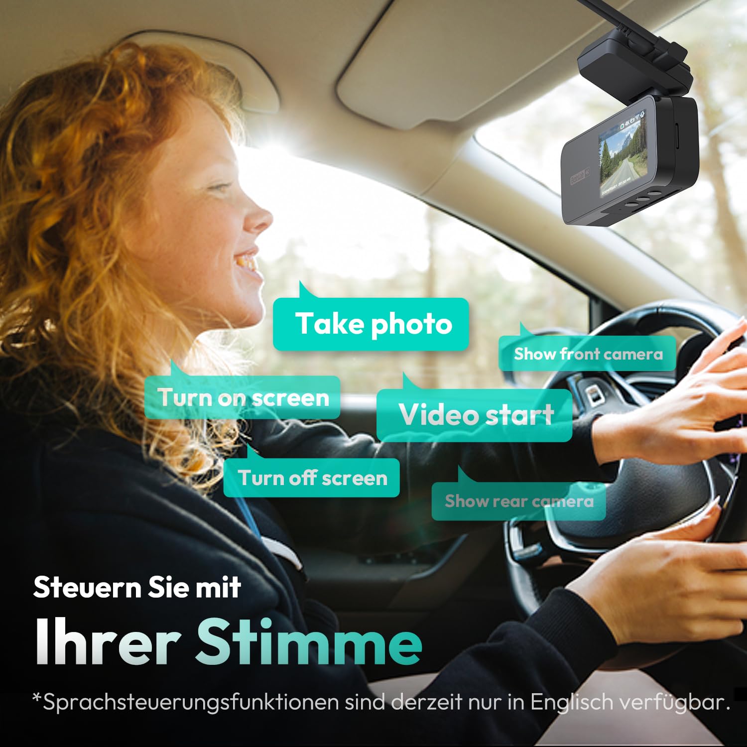 BOTSLAB Starvis 4K - Cámara de salpicadero para coche (parte delantera y trasera, WiFi, GPS, ADAS, control por voz, tarjeta gratuita de 64 GB, visión nocturna, WDR, IPS de 2,45", vigilancia de