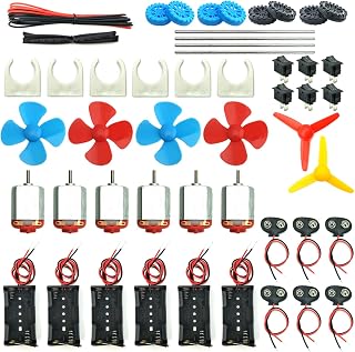 EUDAX 6-Pack DC Motor Kit 3V-12V 25000RPM High Torque Strong Magnetic - DIY STEM Science Projects with Propellers Wheels Battery Holders