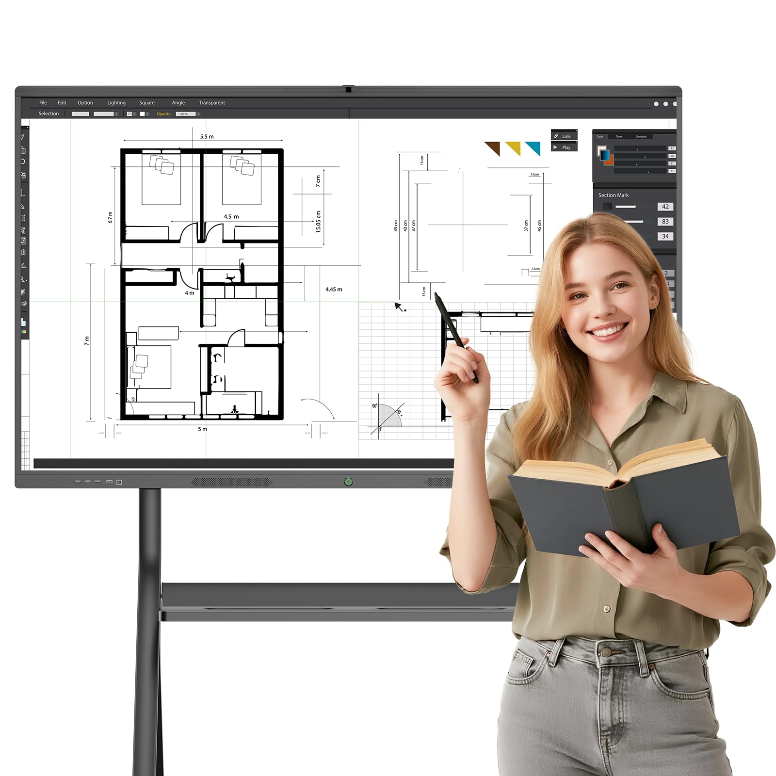Smart Board - 4K UHD Touchscreen Interactive Digital Whiteboard Display for Classroom, Office & Home Conference - Android 13 8+128GB with Hotspot, Bluetooth (Black 65 inch)