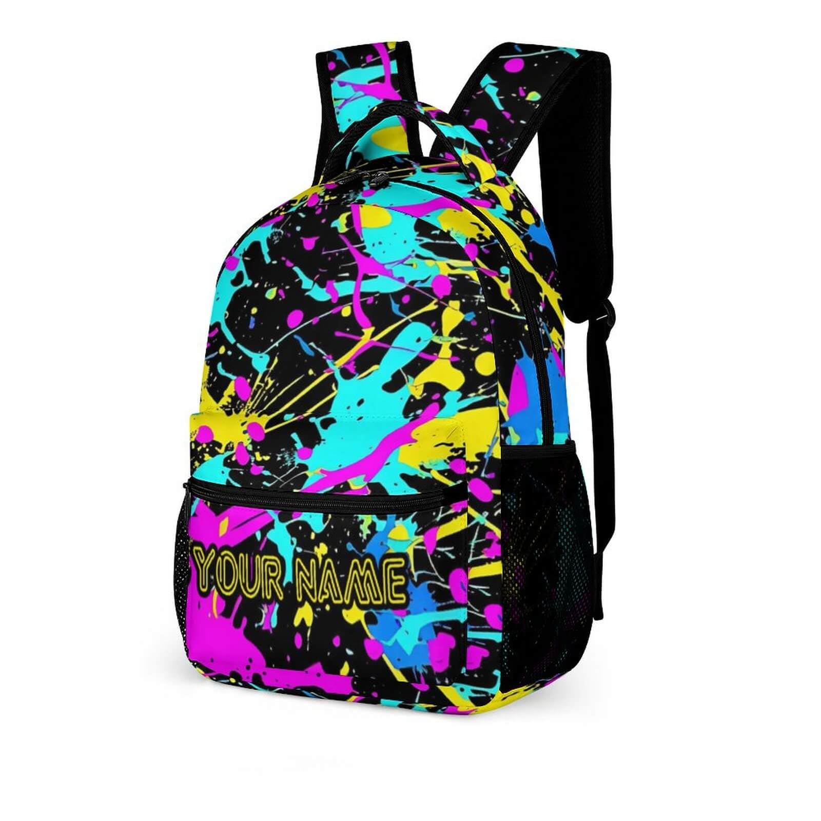 Homieblanket Custom Neon Backpack for Kids Girls Boys School, 16 Inches Neon Theme Bookbag, Adjustable, Lightweight, Large Capacity, Colorful