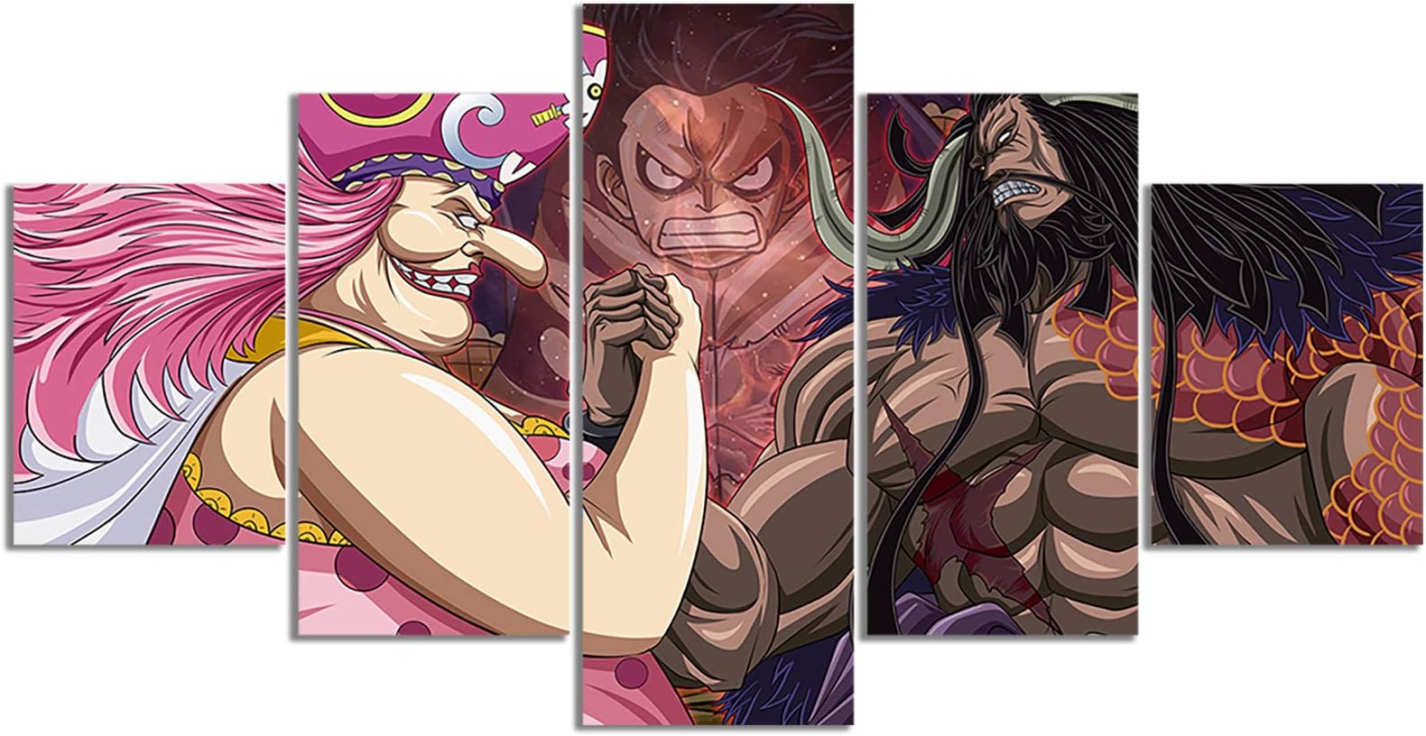 Anime One Piece Poster Wano Country Luffy Kaido Big Mom Print on Canvas Painting for Living Room Decor Wall Art (Unframed, Luffy 4)