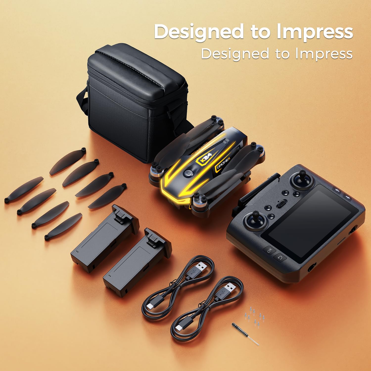 Drones con camara 4K Adultos,FPV mini dron con Pantalla HD de 4,5 Pulgadas,Para Principiantes, Motor Sin Escobillas,2 Baterías,Flujo Óptico,360 ° voltear,Juguetes Regalo para Niños,C0