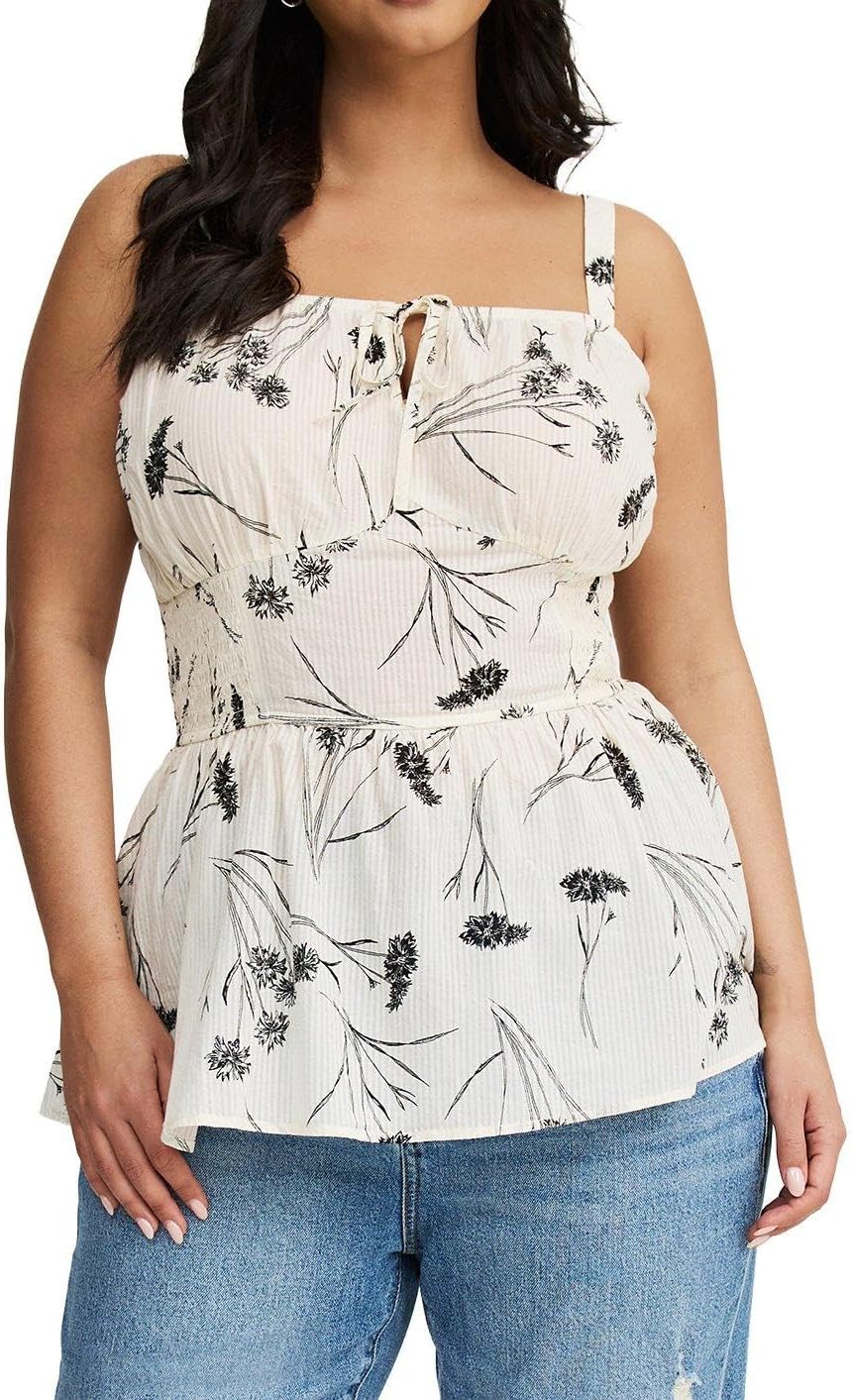 Torrid Women's Plus Size Smocked Tie Front Cami
