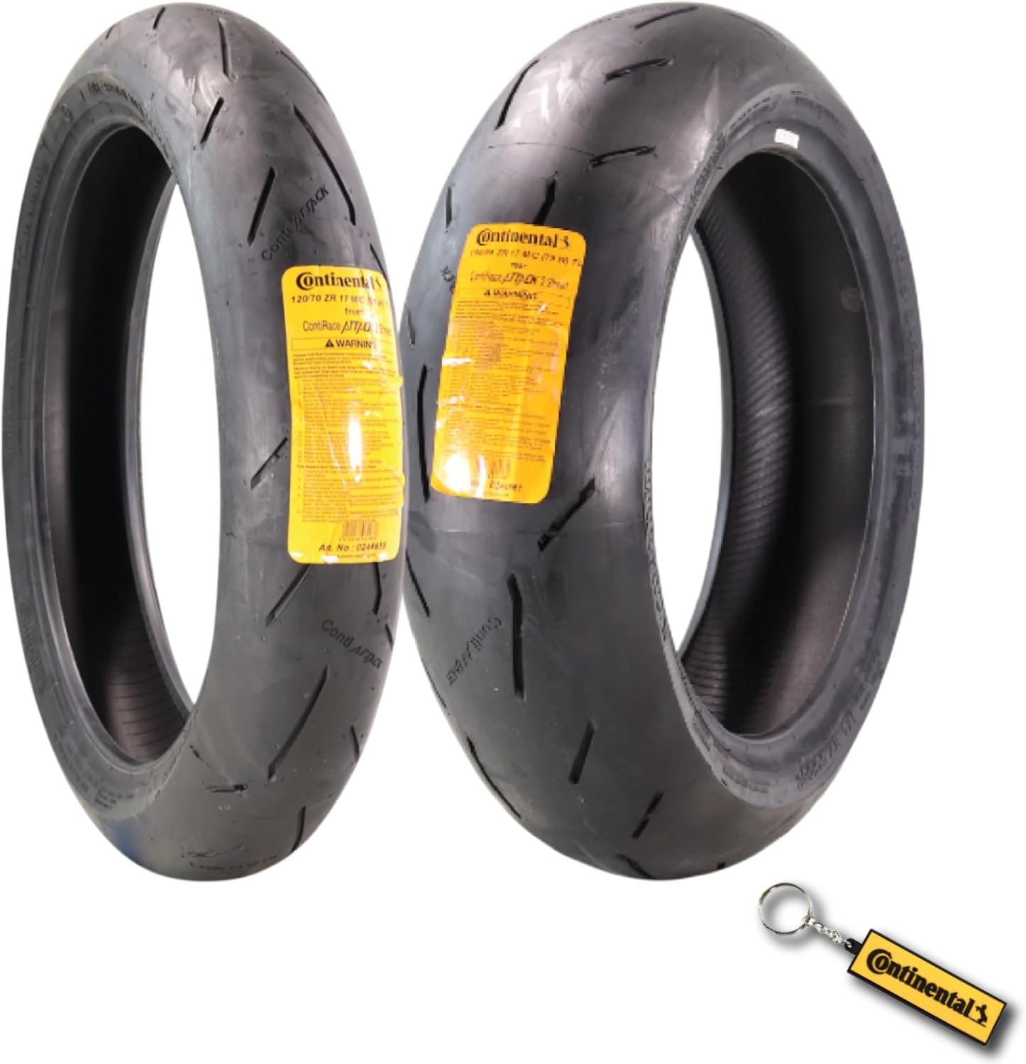 Continental ContiRaceAttack 2 120/70ZR17 Front & 190/55ZR17 Rear Street Motorcycle Tires - High-Performance Grip & Enhanced Stability, for Street Racing 120/70-17, 190/55-17 with Keychain (2 Pack)
