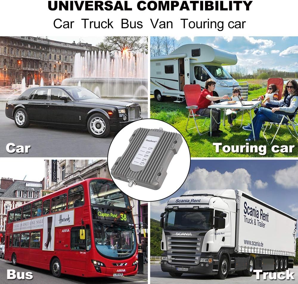 Top Brands Amazboost Cell Phone Booster for Car, Truck,RV,Pickup or SUV,Vehicle 5 Bands Signal Booster Apply to All U.S. Carriers | Compatible with Verizon AT&T Sprint T-Mobile（5G Ready,Band12, 13,17,5,25,2,4 ）