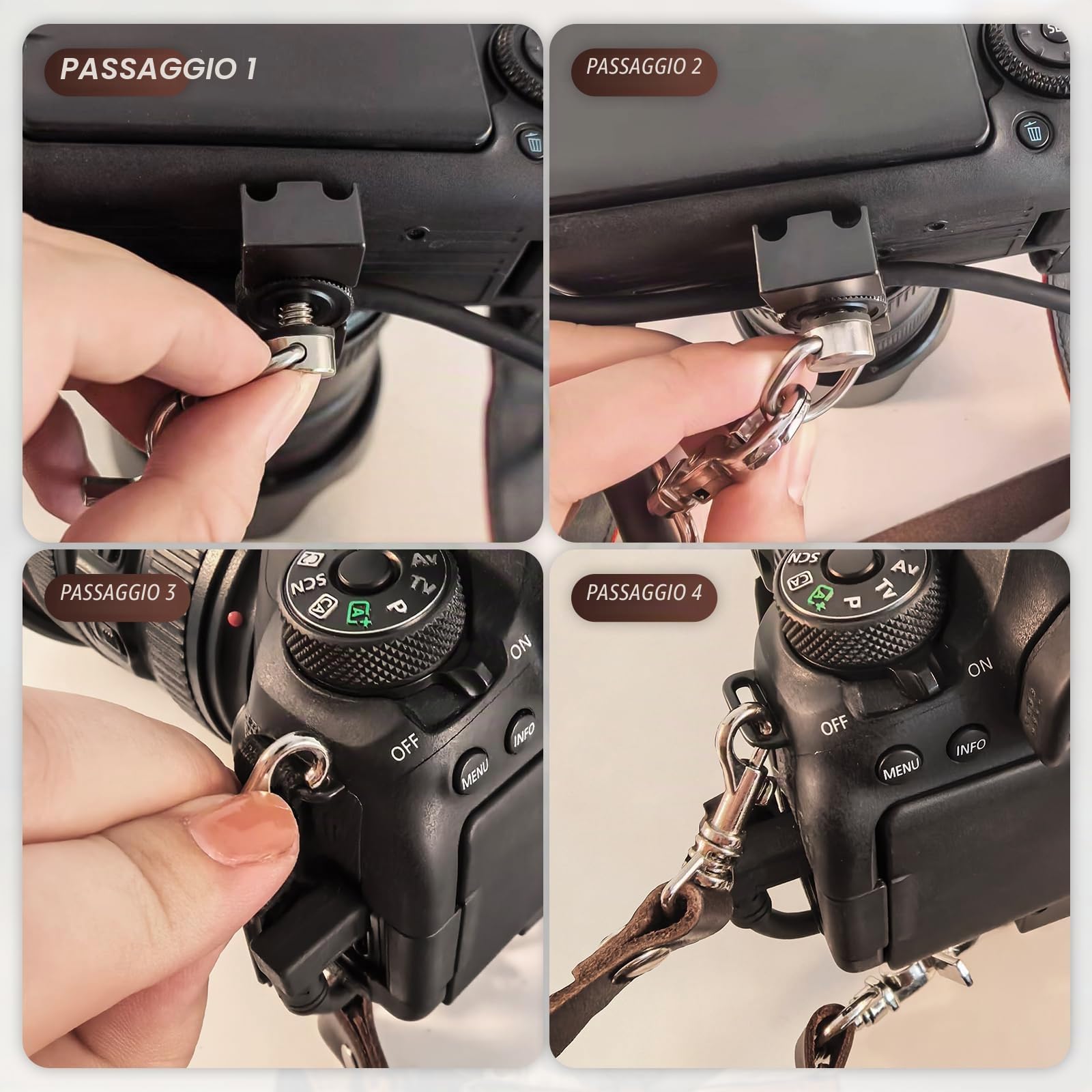 Tracolla per Fotocamera in Pelle Pieno Fiore – Singola Cinghia Professionale a Sgancio Rapido per Tutte le Fotocamere DSLR/SLR