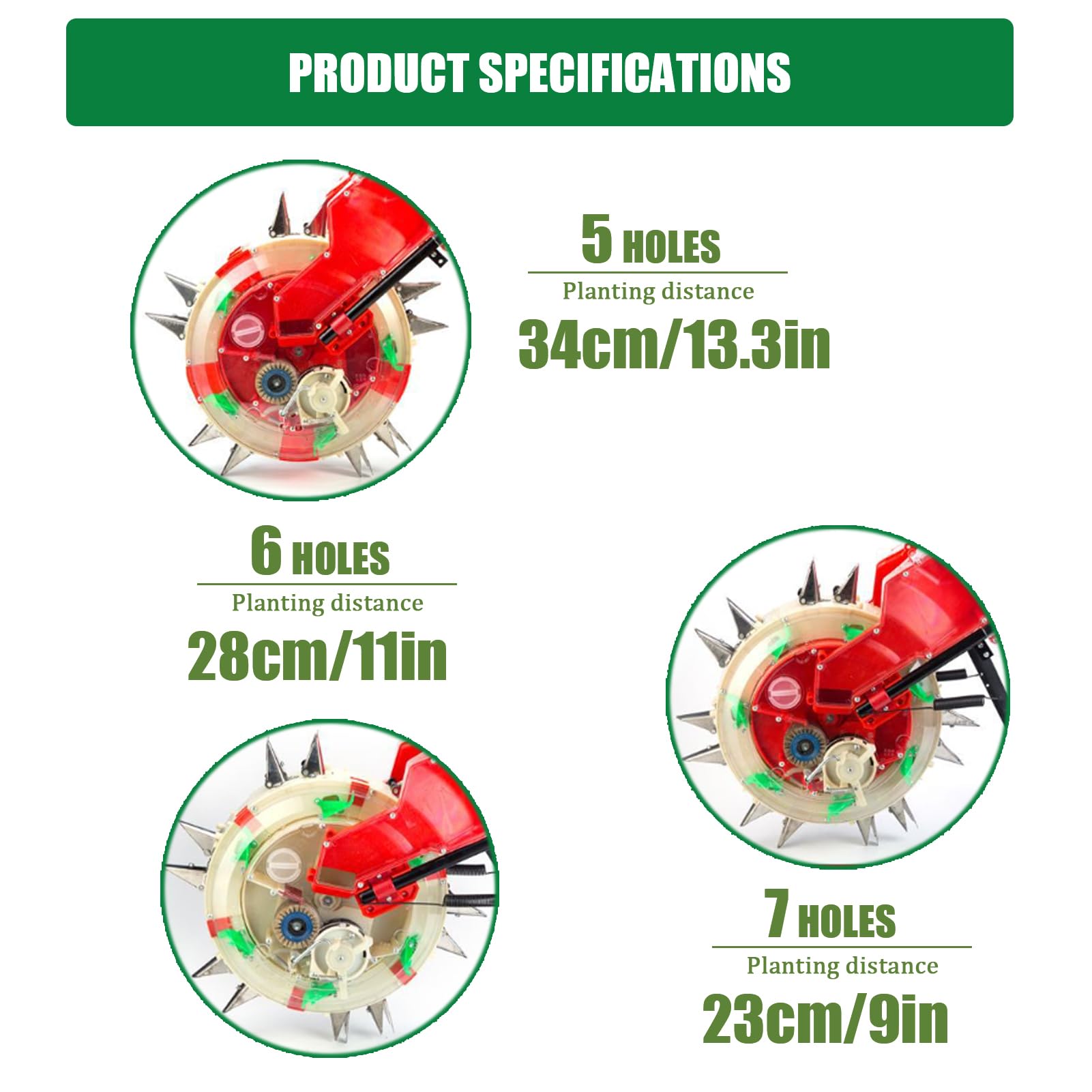 Sembradora manual para sembrar cosechas en hilera, máquina sembradora manual, aplicador de fertilizante de siembra simultánea y fertilización para plantar maíz, algodón, soja, maní (7 agujeros)