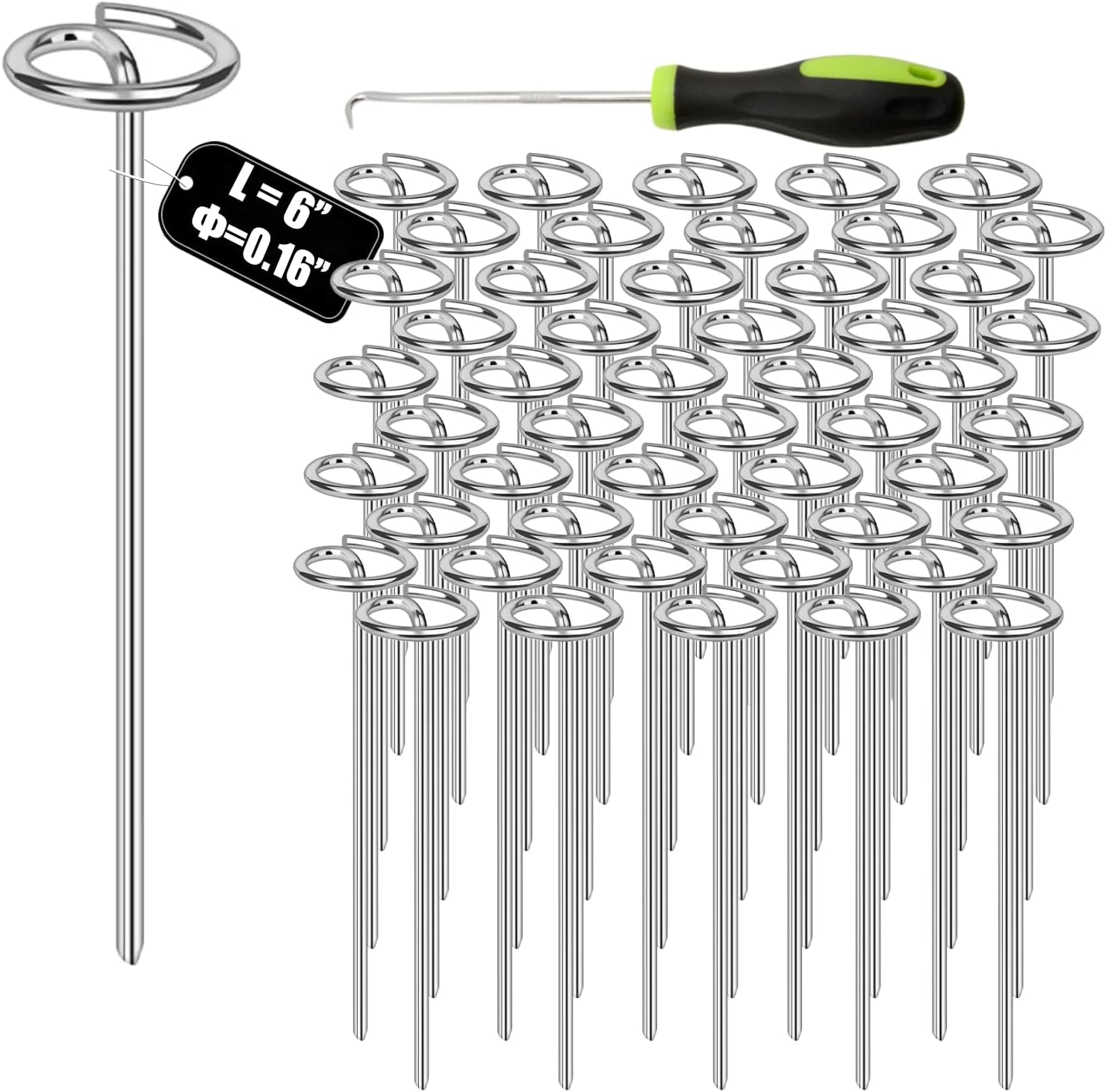 100 Pcs Landscape Stakes – 6 Inch Heavy Duty Landscape Fabric Pins, Galvanized Fabric Staples Stakes Pins for Weed Barrier & Garden Ground Cover