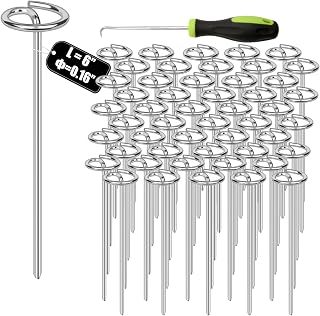 50 Pcs Landscape Stakes – 6 Inch Heavy Duty Landscape Fabric Pins, Galvanized Fabric Staples Stakes Pins for Weed Barrier & Garden Ground Cover