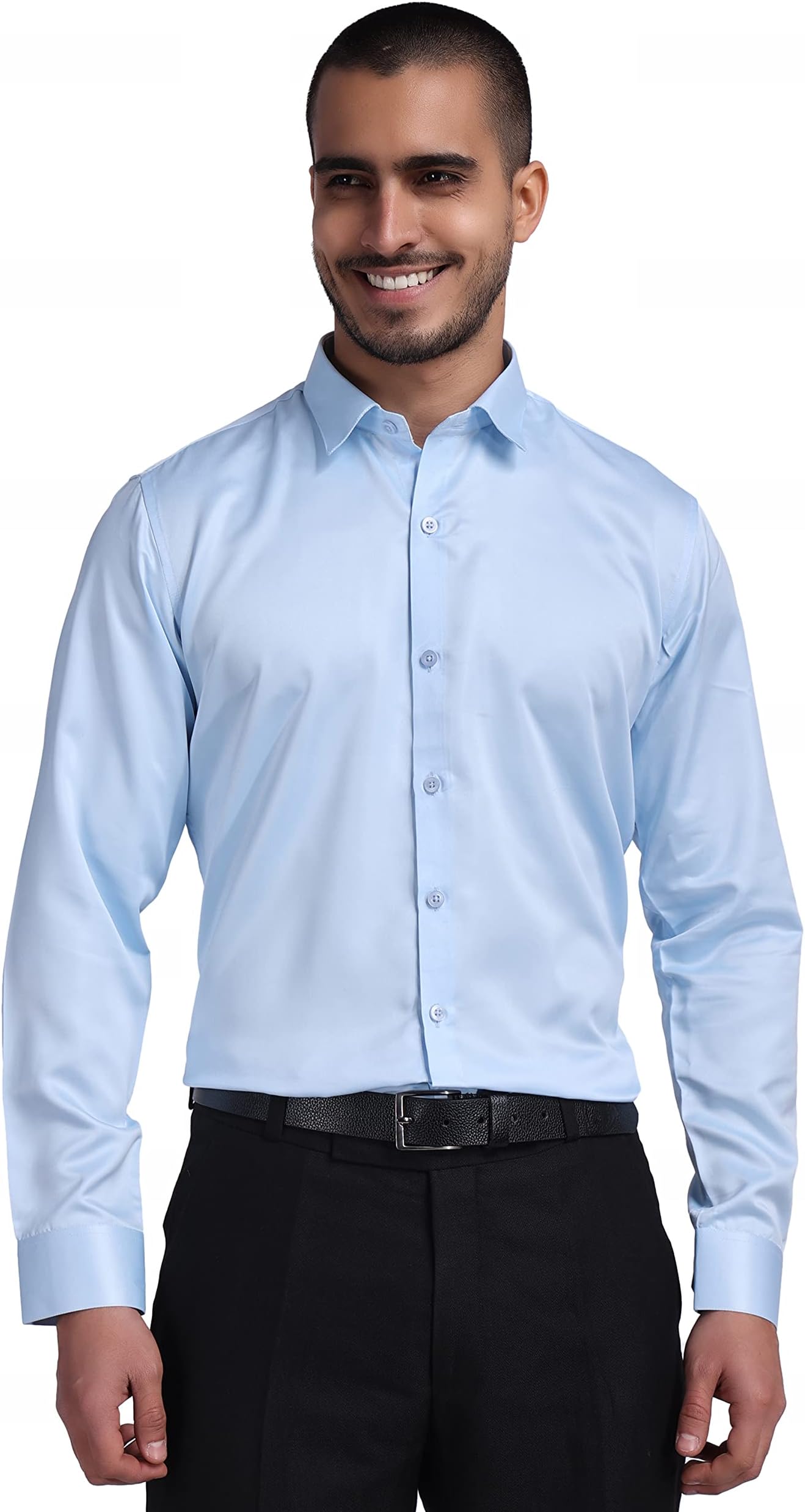 Bowrain Men's Satin Shirt Full Sleeves