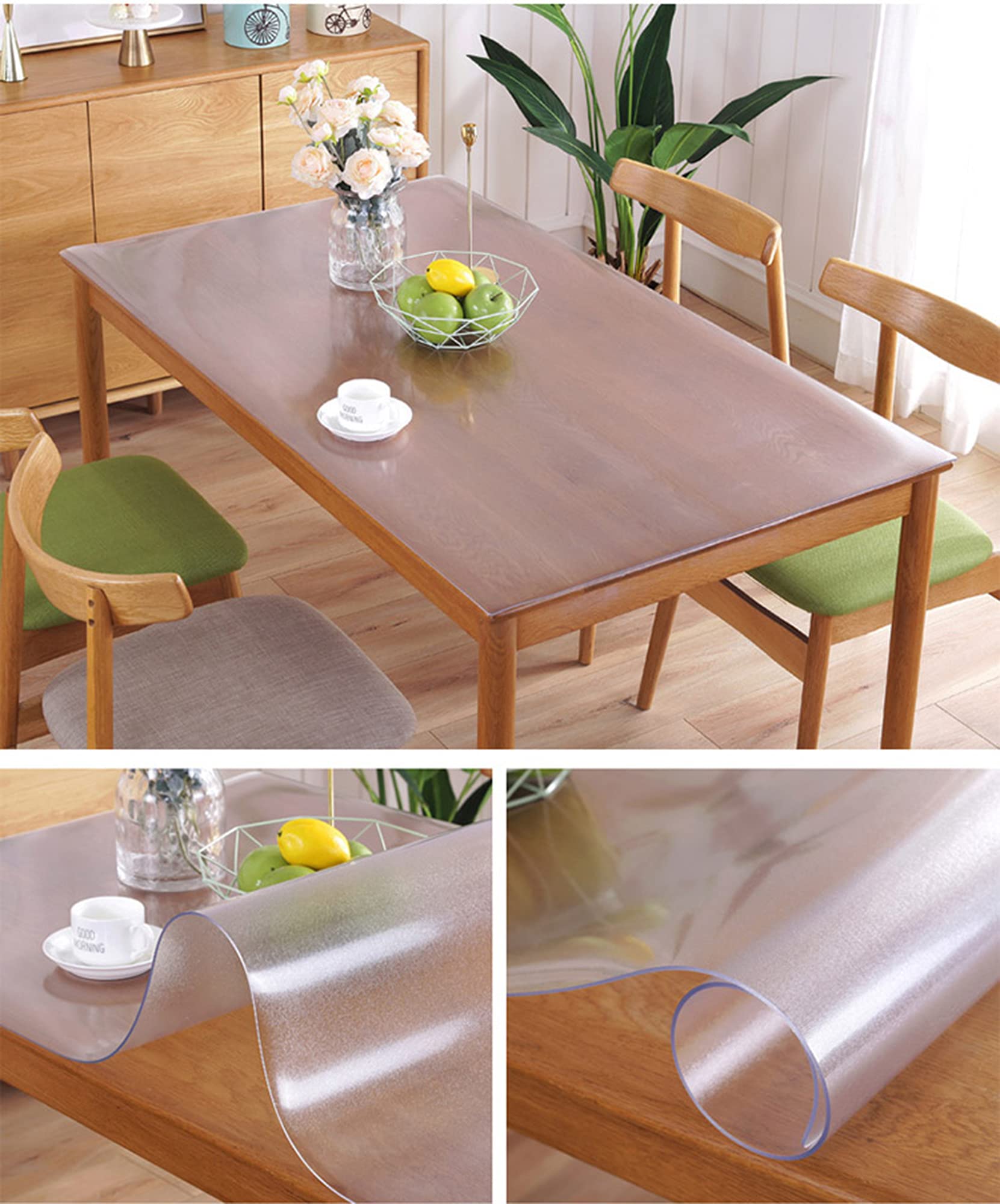 Sous-main de bureau imperméable et transparent en PVC antidérapant - Protection de table résistante à la chaleur - Pour bureau ou maison - 140 x 60 cm