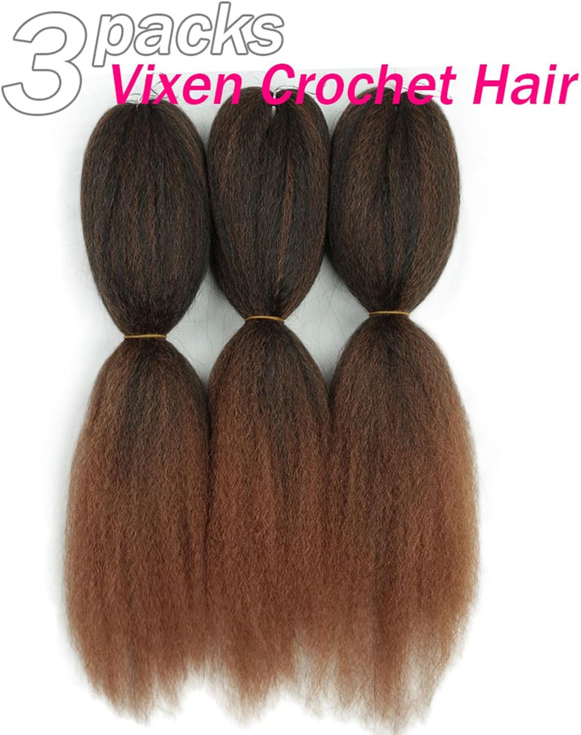 変態ストレート かぎ針編み Vixen 束 かぎ針編み ヘア 45.7 cm ナチュラル ブラック ヤキ プレミアム 合成繊維 低温