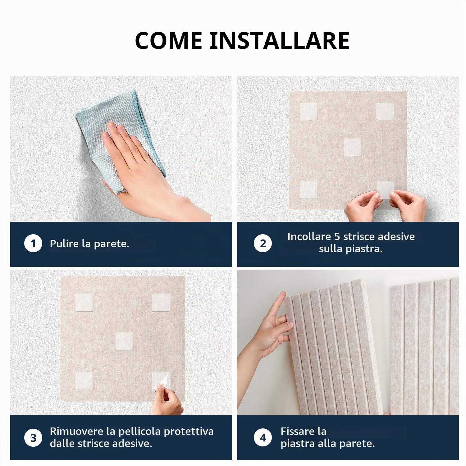 Bacheca in Feltro Autoadesiva Grande 120x90cm, 12 Pezzi, Nero