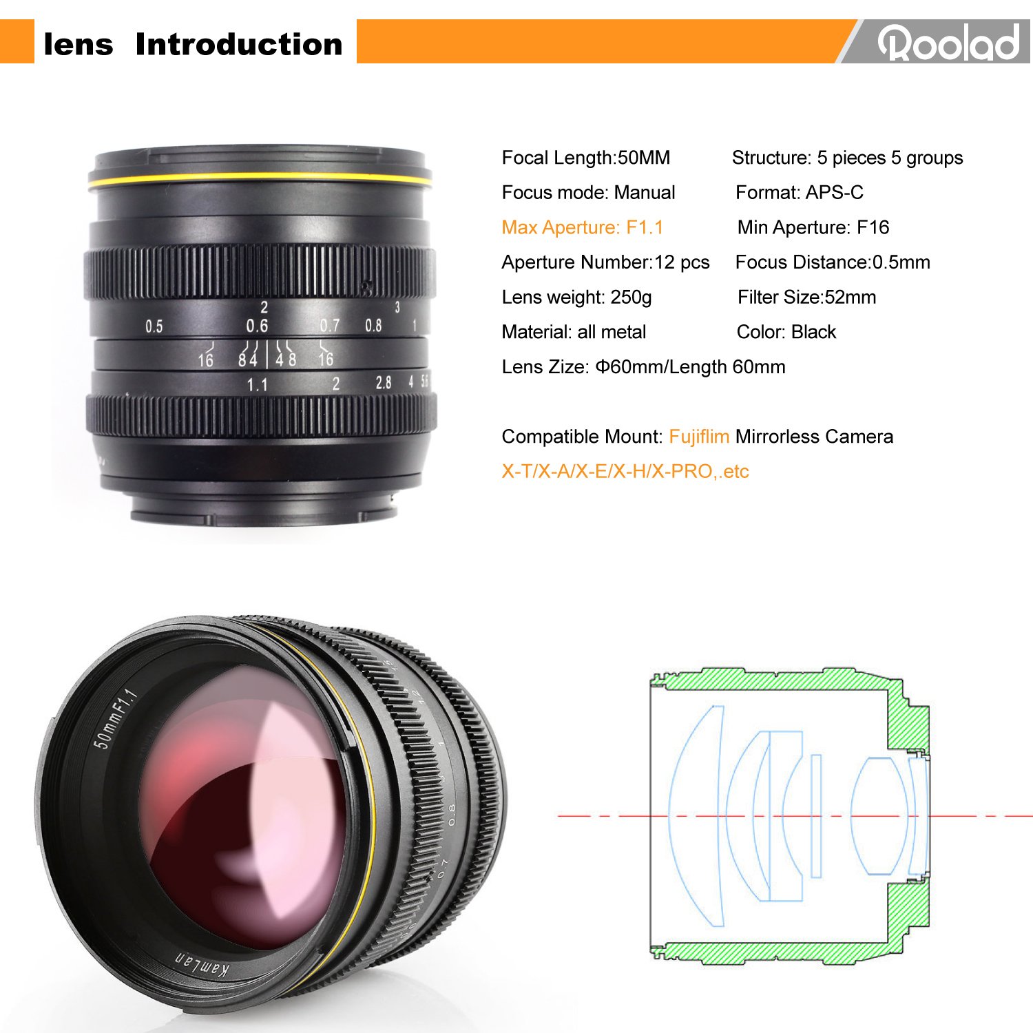 Amazon.co.jp: Kamlan 50mm F1.1 APS-C 大口径マニュアルフォーカス