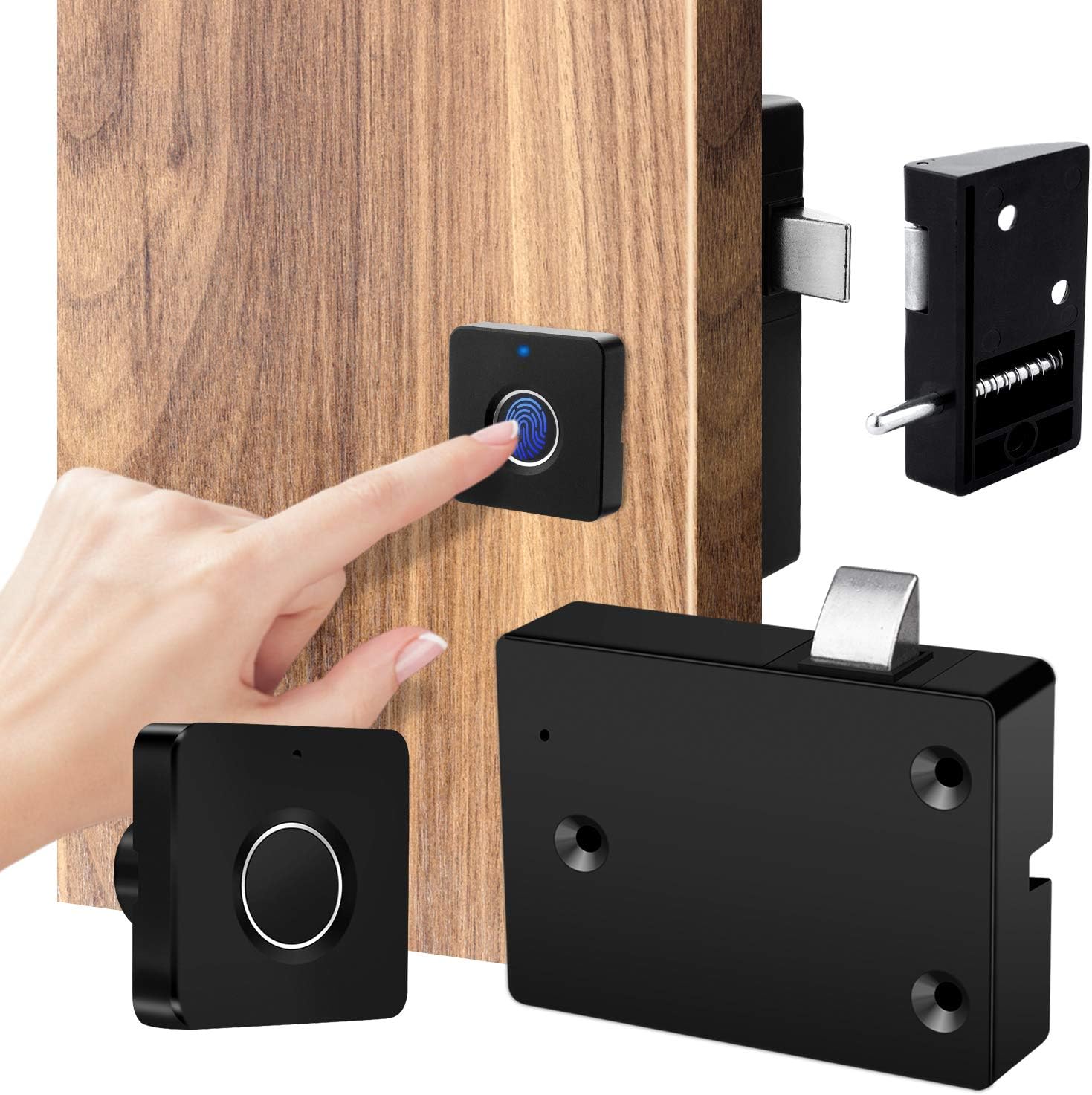 Smart Electronic Cabinet Locks Kit Set, Fingerprint Lock for Box Furniture Drawer Lock Cupboard, Home & Office Hidden File Cabinet Locks, Keyless Biometric Cabinet Lock Replacement, USB Rechargeable.