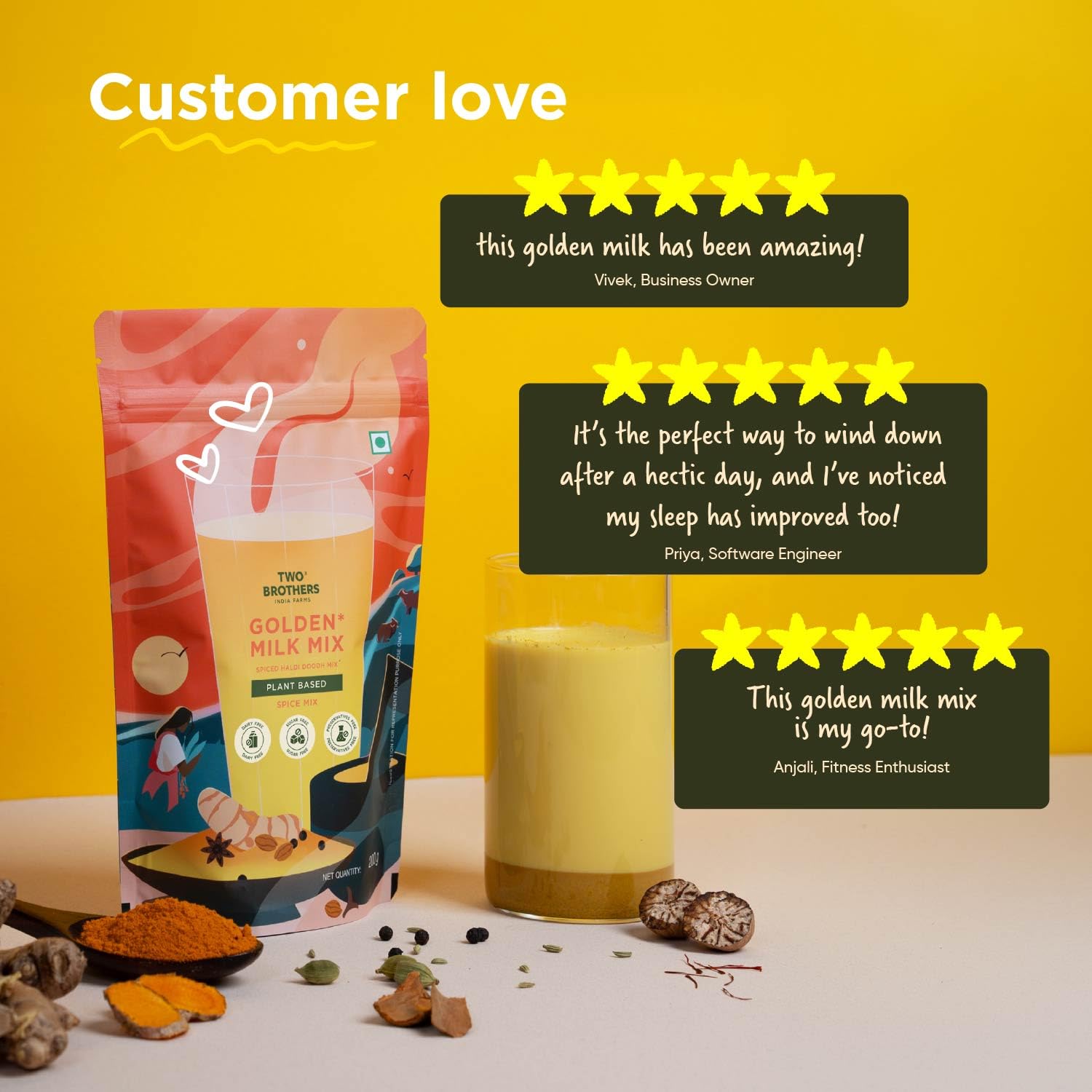 Two Brothers Golden Milk Powder (200 g) | No Additives Spice Blend 3