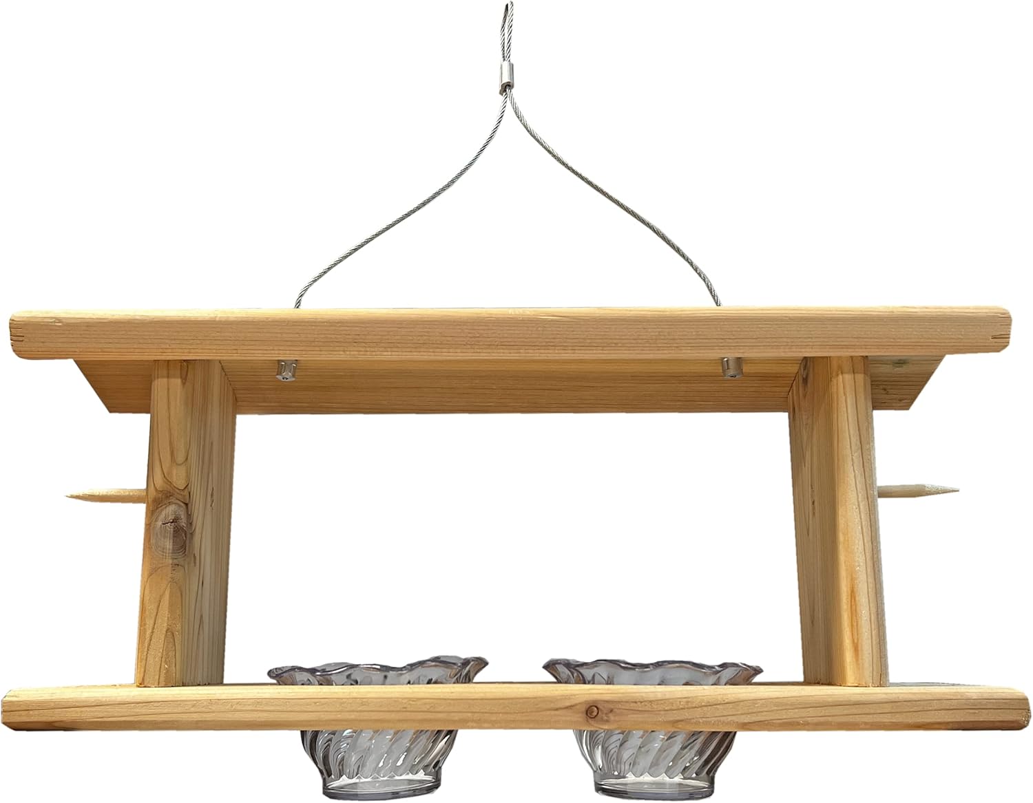 DutchCrafters Cedar Wood Oriole Bird Feeder with Two Jelly Cups and Fruit Spikes, Hanging Wooden Outdoor Fruit Nectar Feeder for Oriole Birds - Amish Made in USA