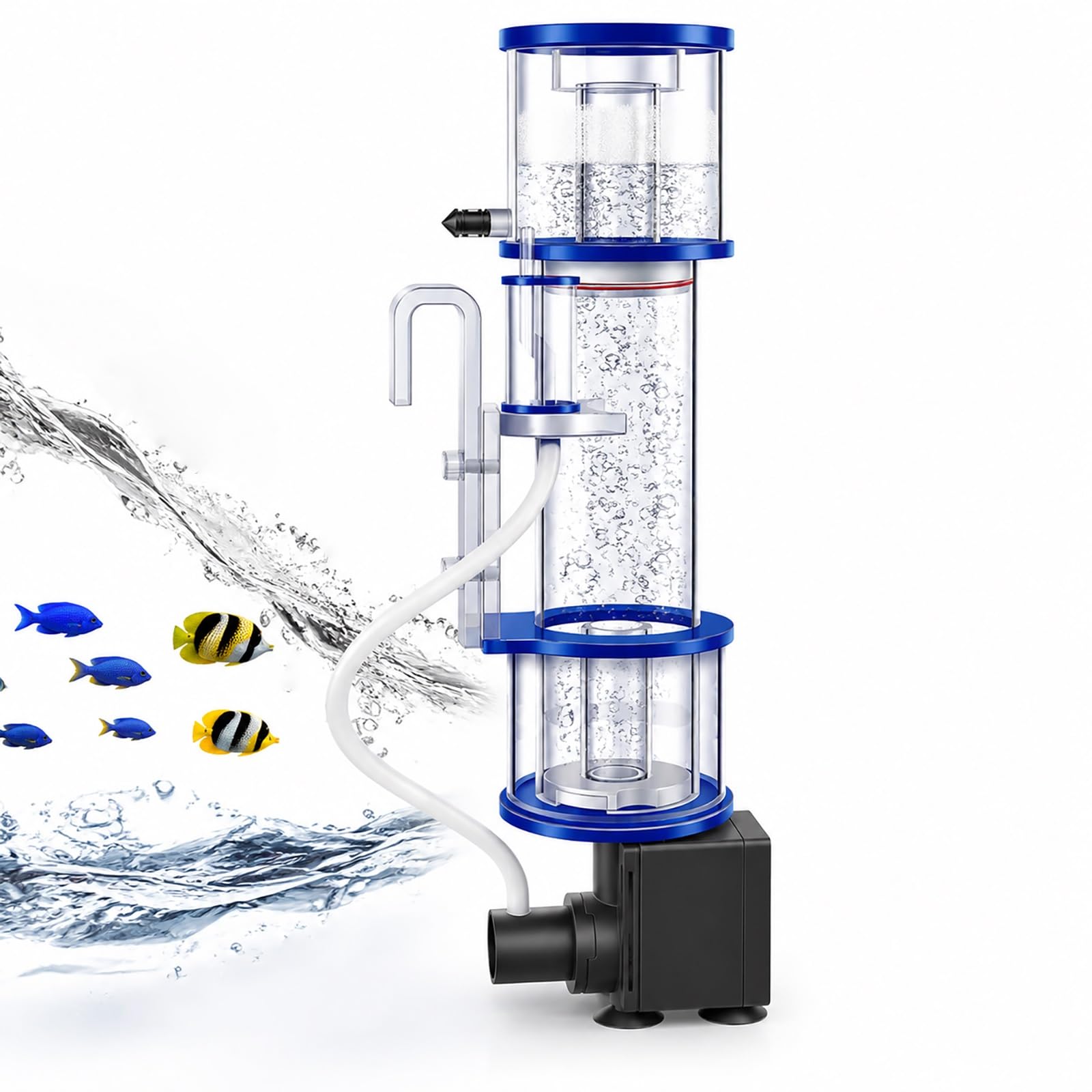 Skimmer Para Acuario De Agua Salada, Filtro Colgante De 8 W Con Bomba | Skimmer de superficie de tanque marino, fraccionador acrílico de 8W, para tanque de arrecife de 40 galones, bomba de