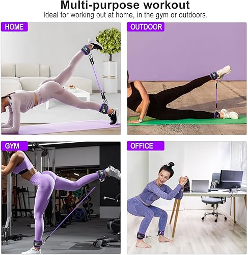 Miniatura 6 de Bandas de resistencia al tobillo con puños banda de correa de tobillo para mujer para entrenar - Bandas de resistencia de tobillo para glúteos,