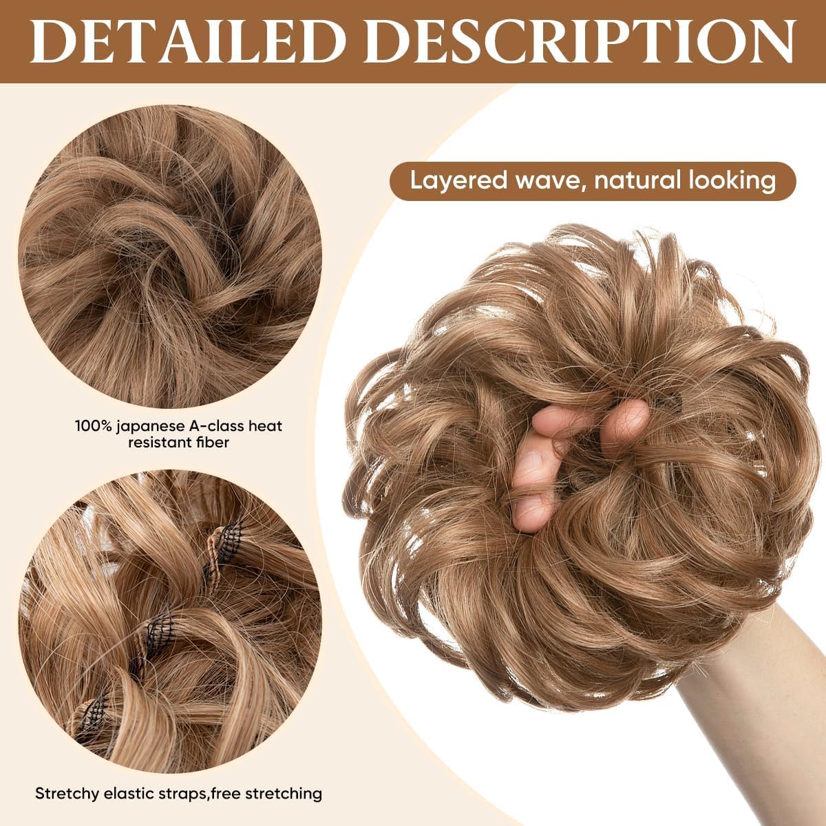 SARLA Messy Hair Bun Hair Piece for Womens Synthetic Hair Buns Extension Scrunchies Hairpieces Ponytail Hair Extensions White - Image 4