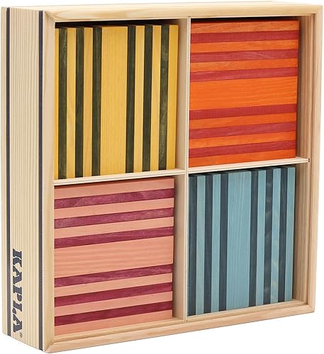 KAPLA 100 Octocolor Case - Juego de construcción de madera 100 tablones de construcción de colores