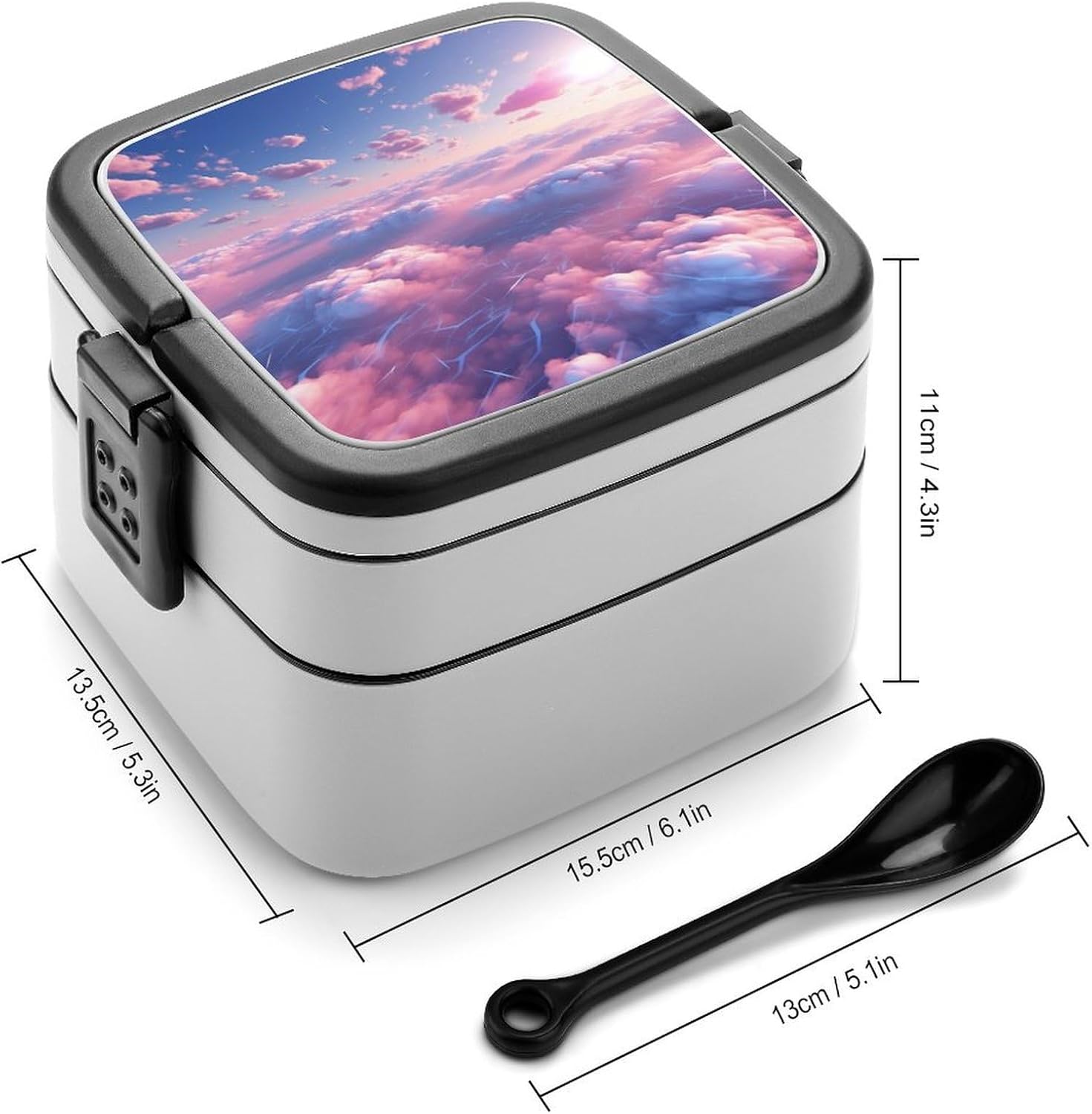 Pink Double Layer Bento Box with The Partition And Buckle Design for Outdoor Activities Or Work Lunch Box