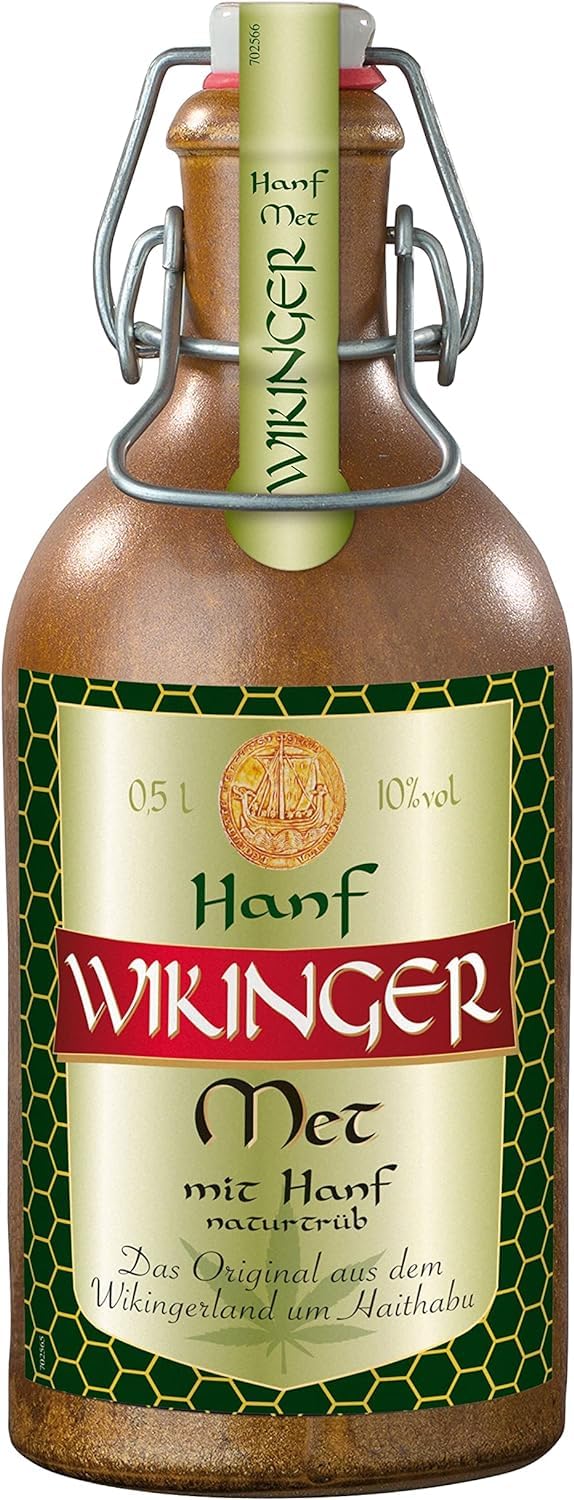 Wikinger Met Hanf Met 0,5 L im Tonkrug 10 % vol. - Honigmet aus der historischen Ursprungsregion in Norddeutschland - Honigwein mit Hanf Aroma