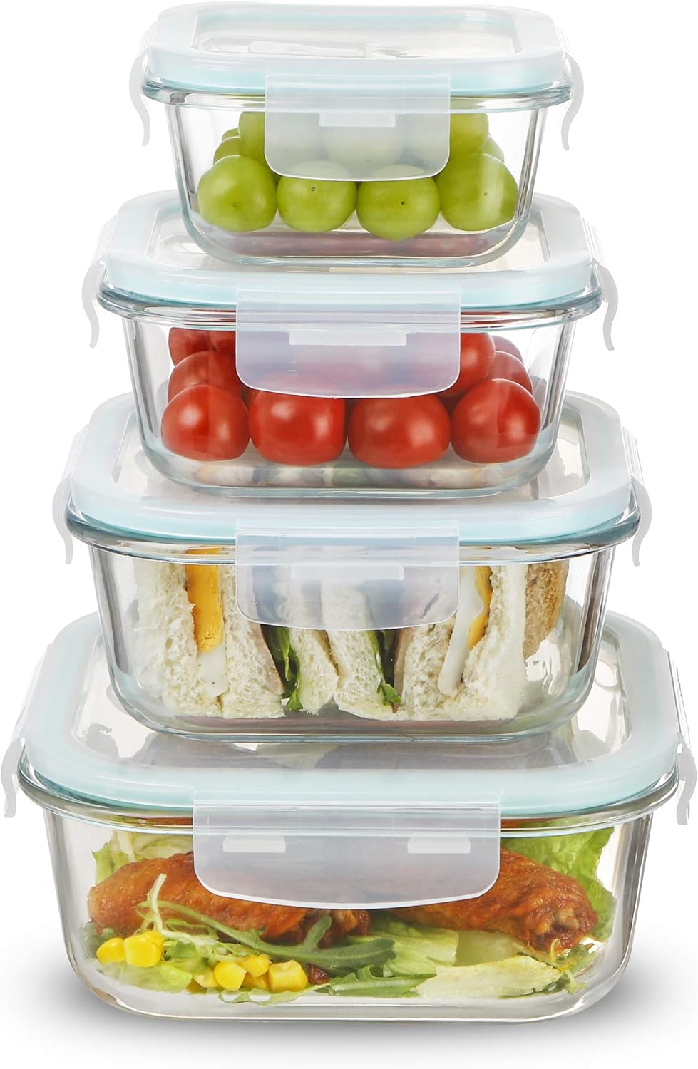 Sweejar Glass Food Storage Containers Set with Lids(8 piece