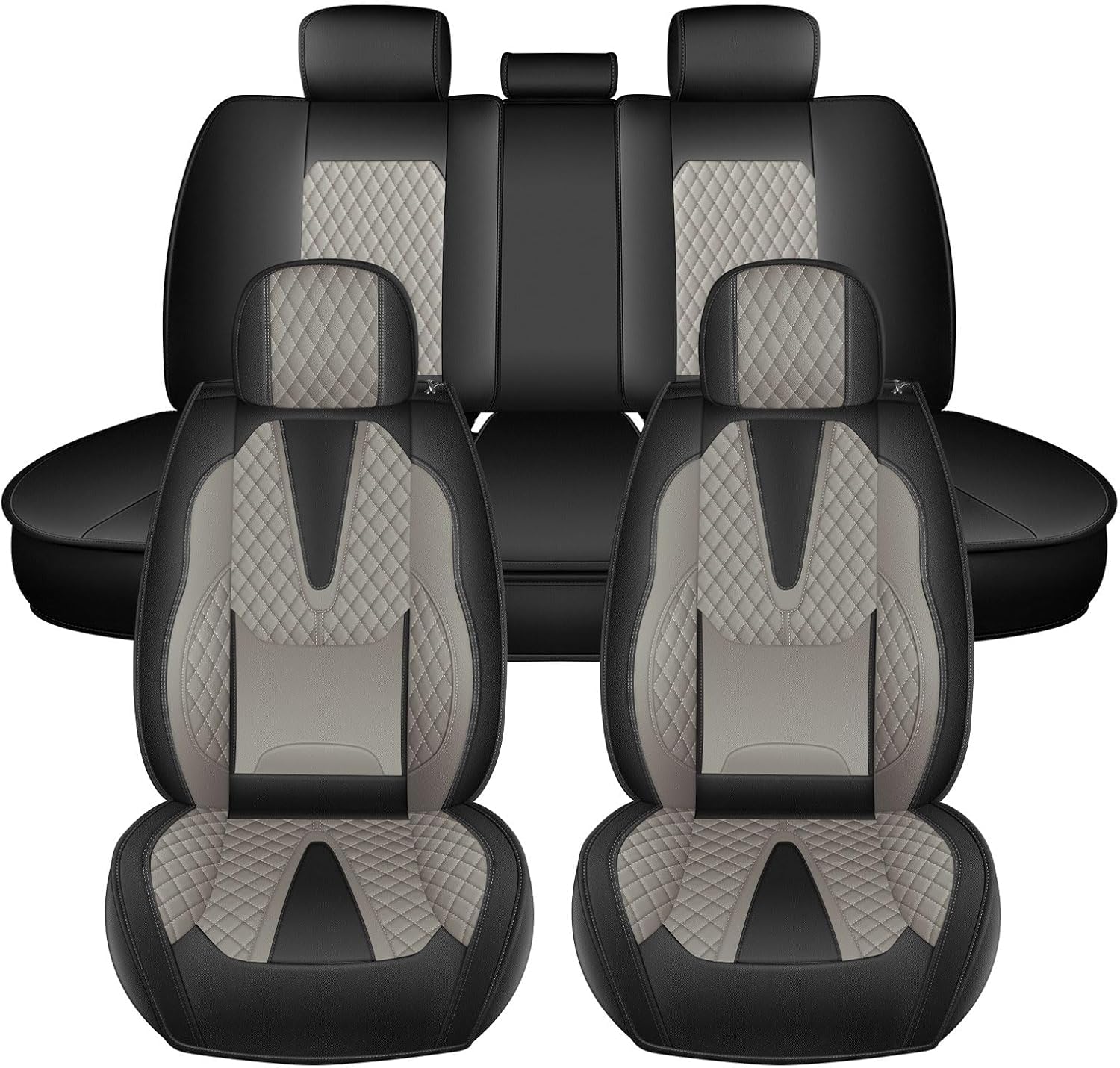 Car Seat Covers Fit for Buick Rendezvous 2002-2007: Full Set Faux Leather Automotive Seat Covers Car Interior Replacement Waterproof Automotive Seat Cushion Protector(Black,5 Seats)