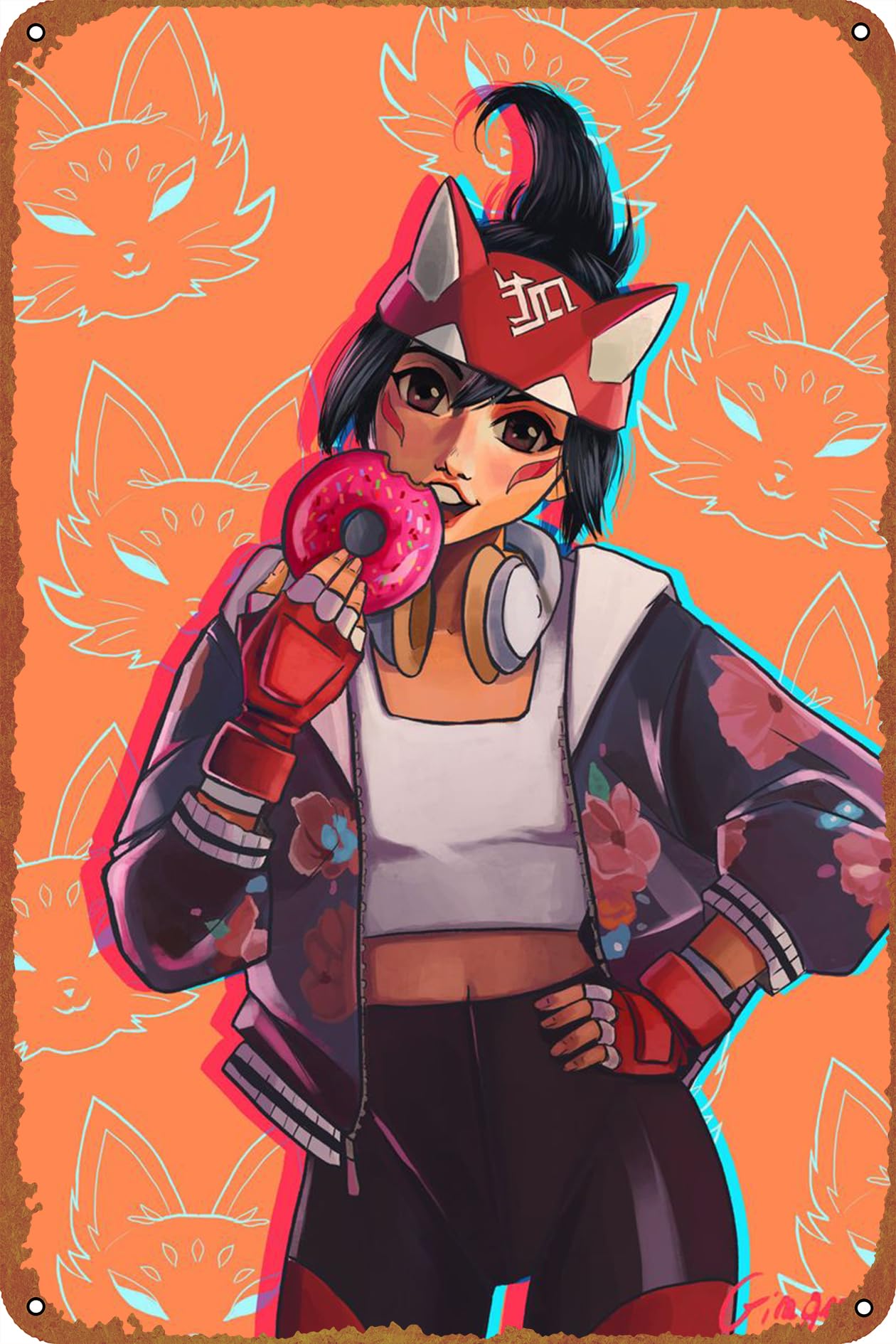 Kiriko Game Poster Tin Sign Cafe bar Home Wall Art Decoration Retro Metal Tin Sign 8x12 inch