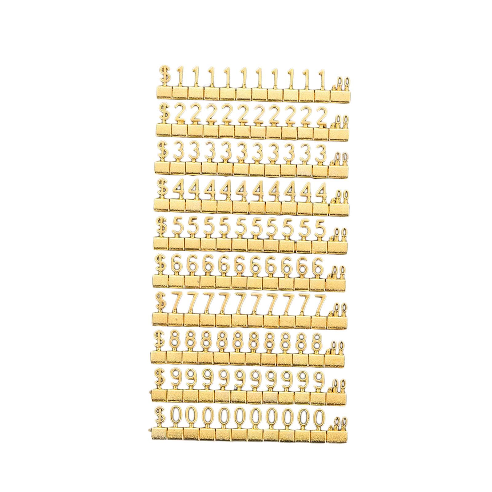 5 Set mit Würfeln, Preisschilder, Preismarker, Etiketten für Bäckerei, Büro, Fenster, Theke, goldfarben