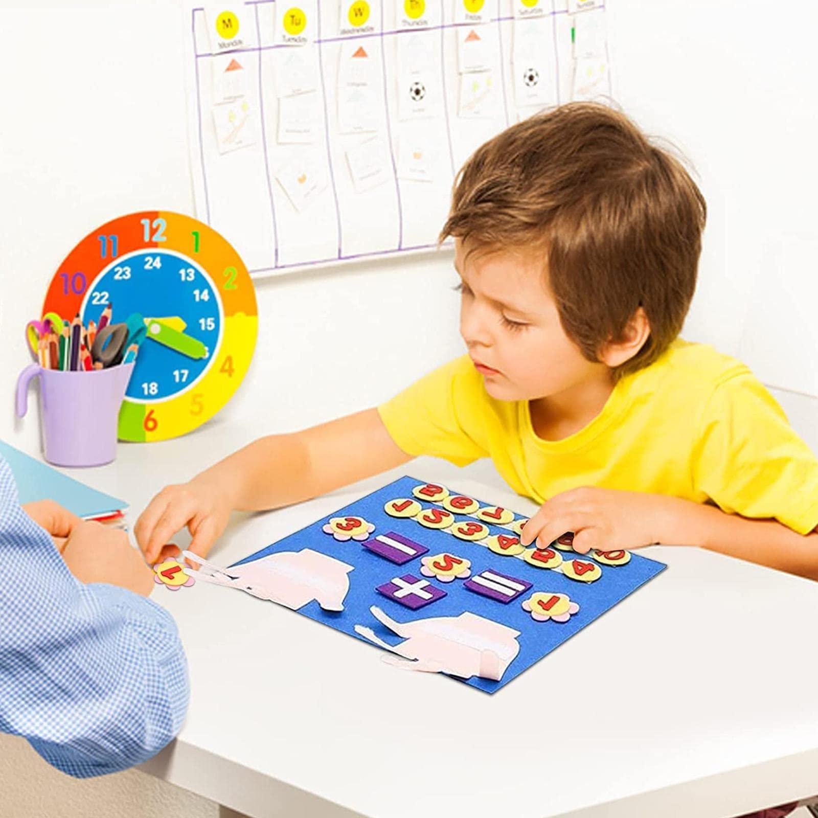 TUKNN Tablero De Fieltro Para Contar Con Los Dedos – Juguete Montessori De Matemáticas – Aprende Números, Sumas Y Restas Jugando