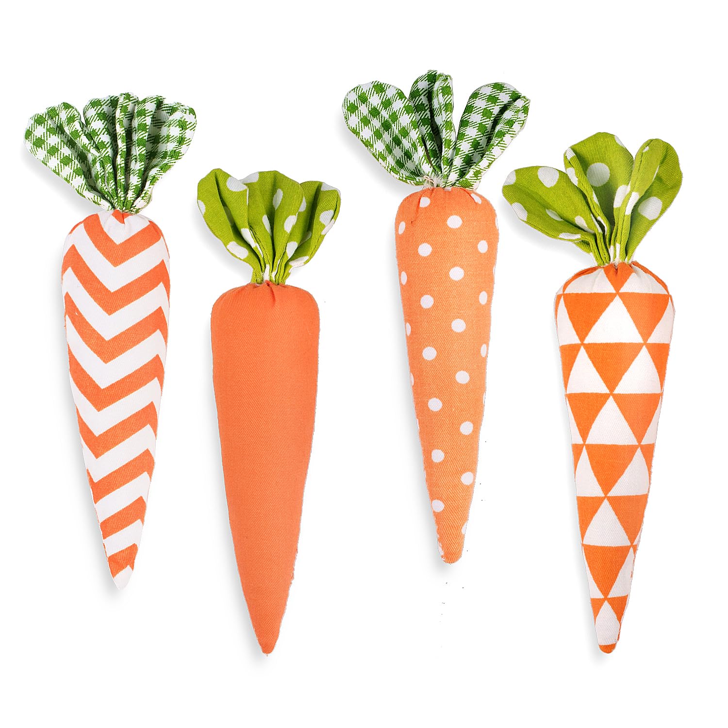 FINGOOO 4 pieces Mini Easter Carrots, Fabric Easter Egg Hunt Accessories Party Bag Filler for Kids