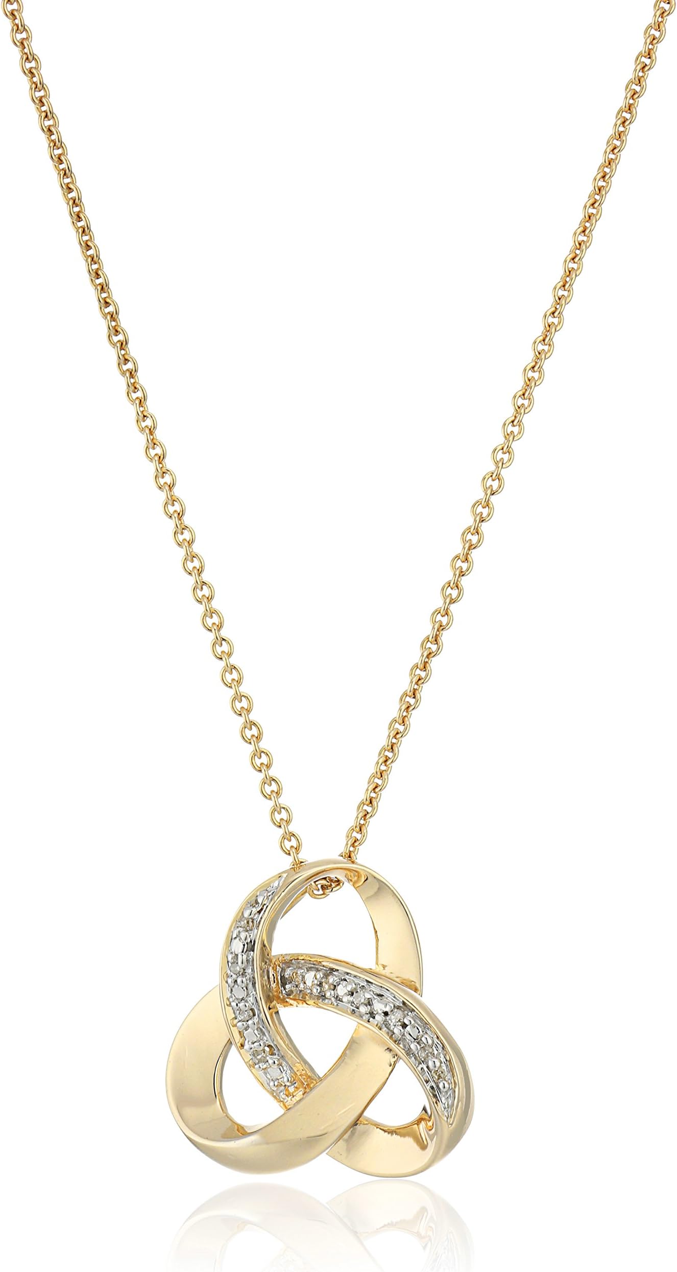 womens 18K Gold over Sterling Silver Diamond Knot Pendant Necklace
