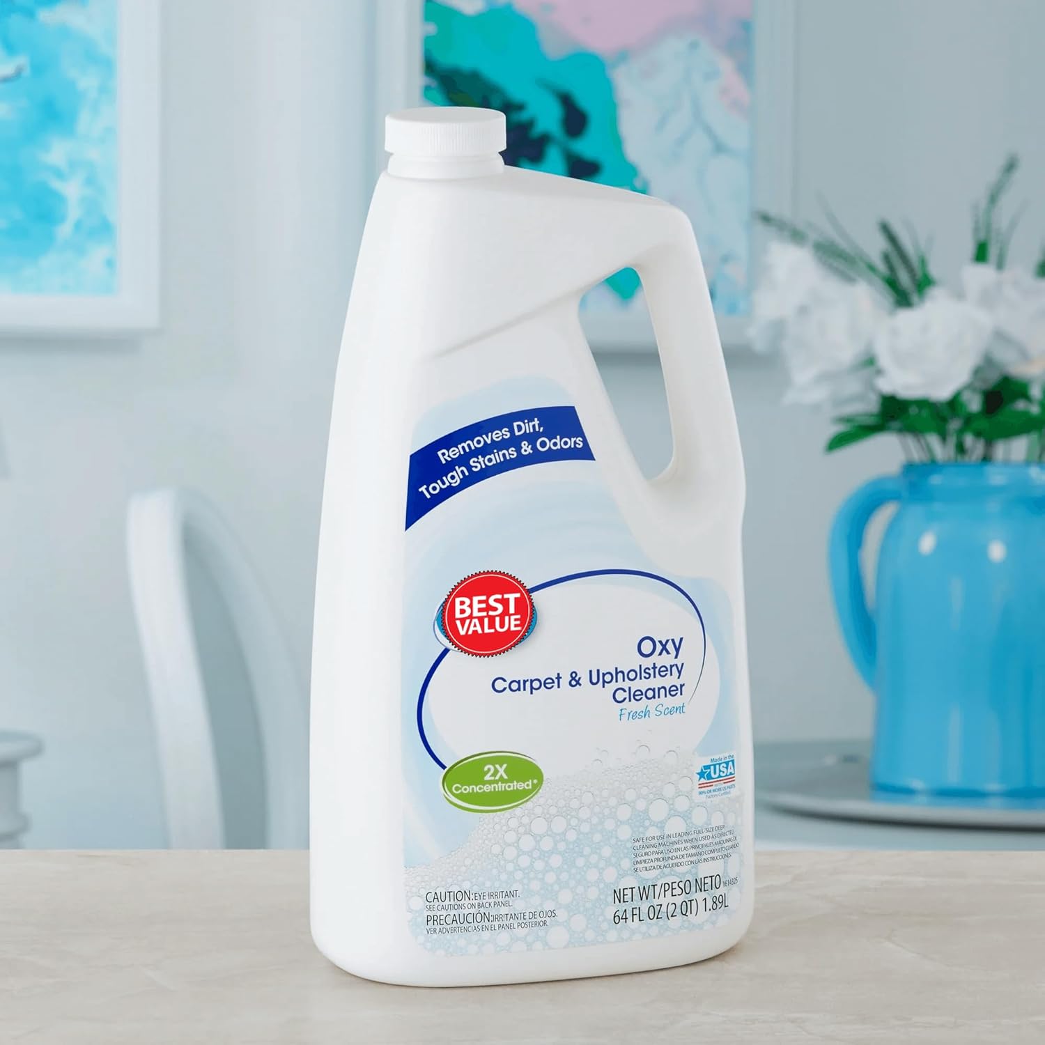 Carpet & Rug Cleaners Fresh Scent 64 Fl Oz – Deep Cleaning Stain & Odor Remover for Carpets, Rugs & Upholstery – Powerful Fresh Scent Formula for Pet & Everyday Messes, Large Value Size