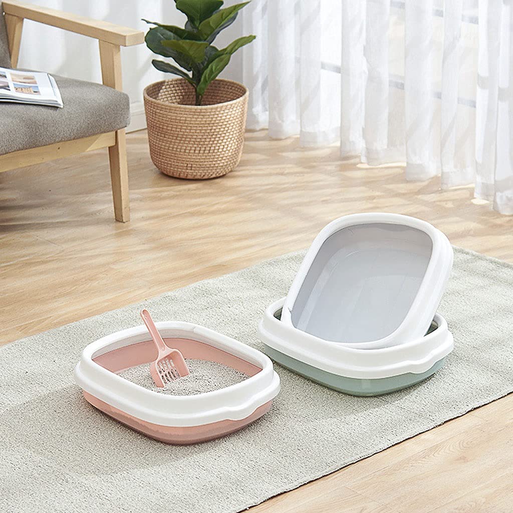 TOMYEUS Lettiera per Gatti Scatola di lettiera di Gatto Semi-allegata con Pala Scatola di lettiera for Gatti antidoi spruzzata Pala con Pala ribellabile, Facile da Pulire Toilette per Gatti