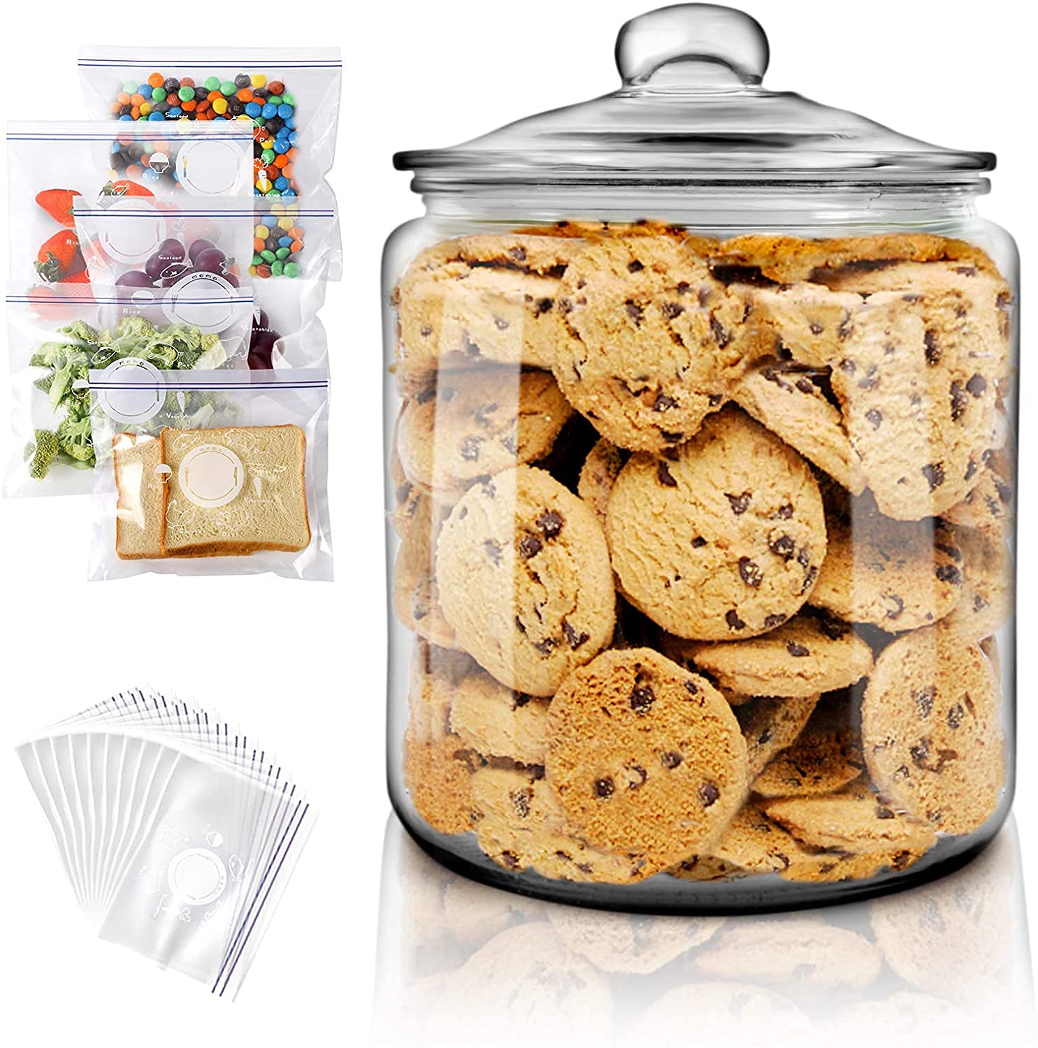 XOXO Multi-Functional 1LITER Sealed Food Storage Containers, Large Capacity Air Tight Food Canister Manson Glass Jars, Kitchen Storage Jars For canning, Storing Pickle, Sugar, Floor Cereal and Candies