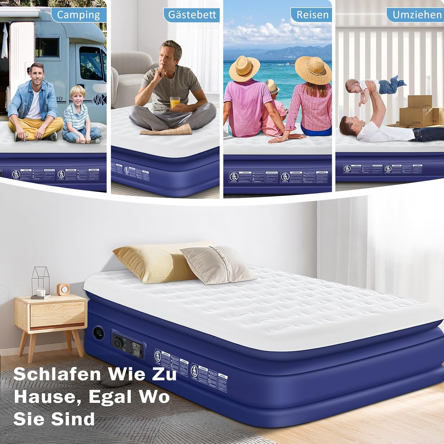 Luftmatratze 2 Personen Selbstaufblasend mit Akkupumpe
