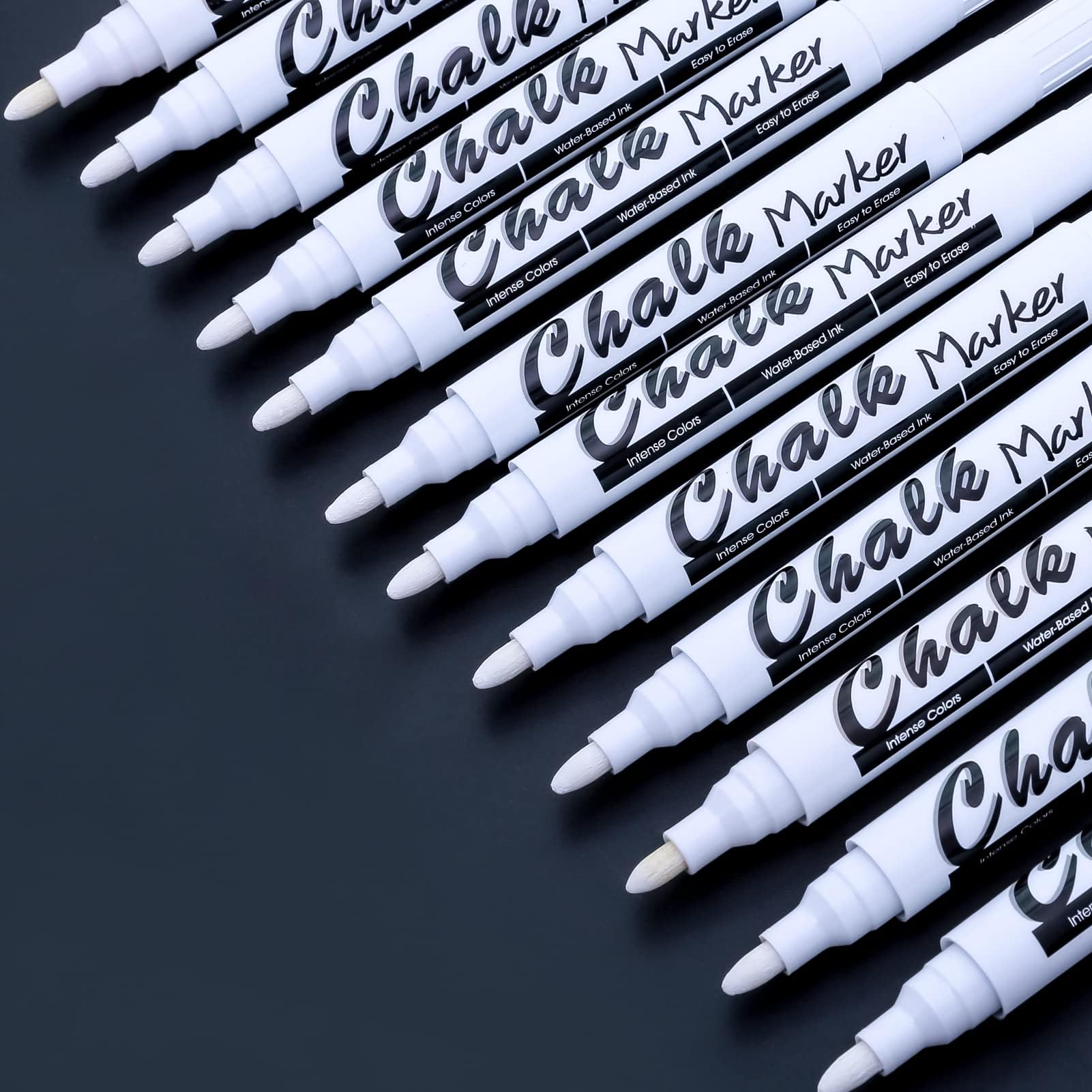 – Volcanics White Liquid Chalk Pens Dry wipe pens Chalk Markers Window Pens Wet Erase Marker Pens for Chalkboards Blackboards Glass 12 Pack
