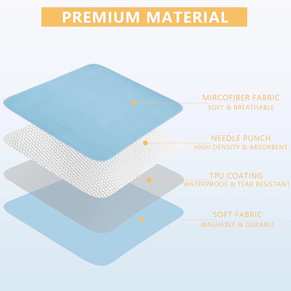 DAHAPYBOO Washable Underpads, 34x36 4Pack Incontinence Bed Pads,Heavy Absorbency Reusable Bed Pads for Elderly,Kids,Adults and Pets,Bed Pads Washable Waterproof Quick Drying for Bed, Sofa, Floor