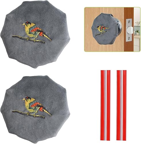 Vista 11 de Cubiertas de manija de puerta UFURMATE, 4 piezas, cubiertas de perilla redonda decorativa negra, guante de manija de puerta suave, protector de Negro