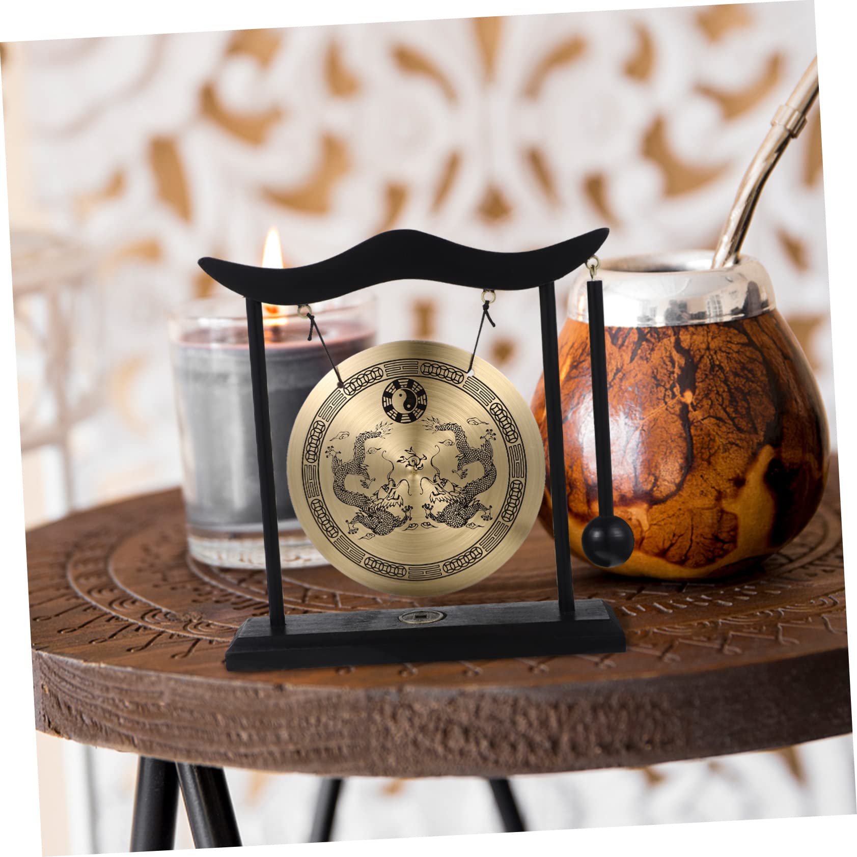 Gong Mit Hammer und Halterung Kleine Gong Dekorative Desktop-Design Dekoration Chinesische Schlaginstrumente Für Zuhause Büro