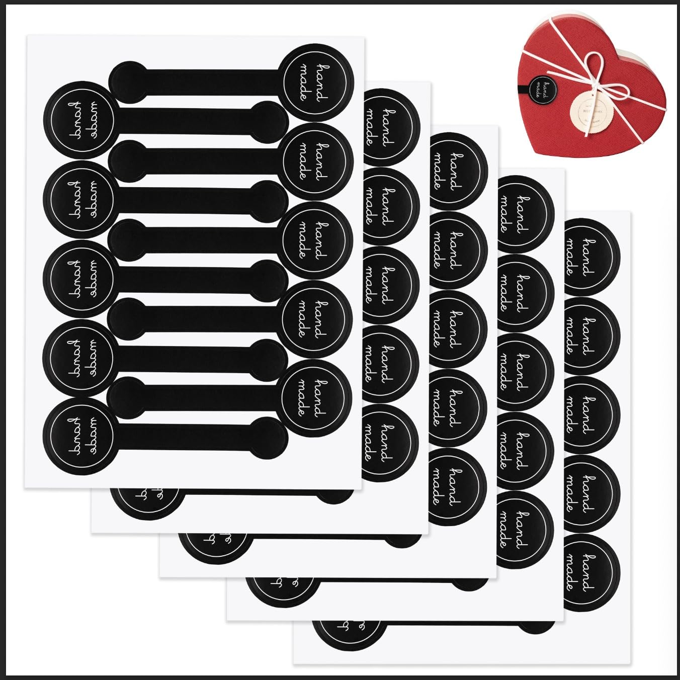 400 Pcs Handmade Stickers Food Label Stickers, Self-Adhesive Bakery Stickers Long Label Packaging Lollipop Sealing Labels for Bakery Pastry Bags Jars