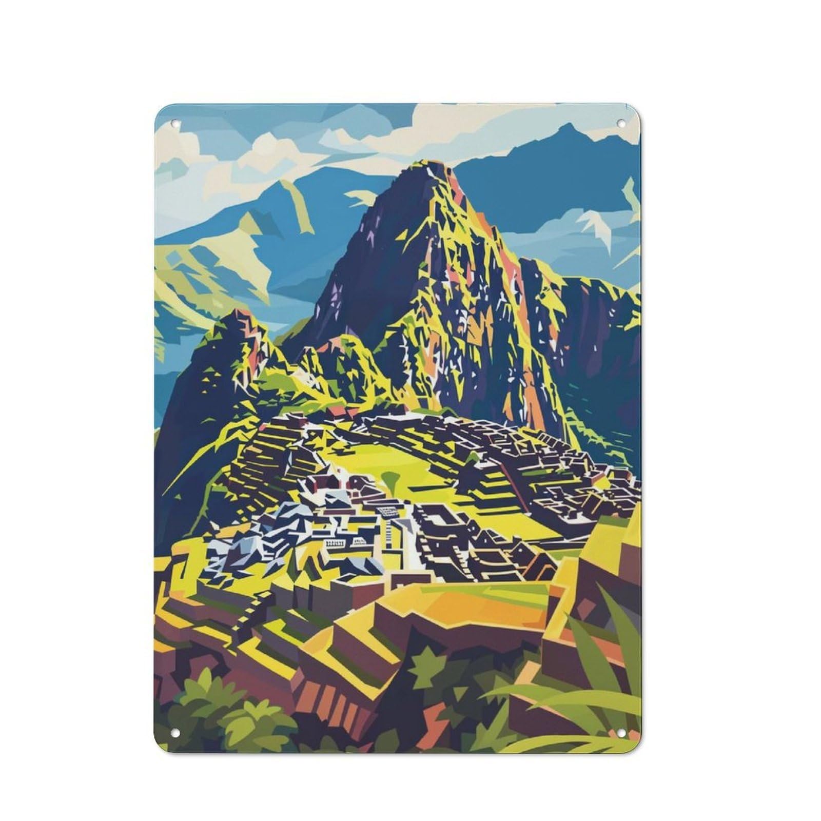 Shed Metal Sign with Machu Picchu Landscape Design 40x30cm, Outdoor Room Shed Wall Decor for Greenhouse, Garden Room, Cafe Or Entryway