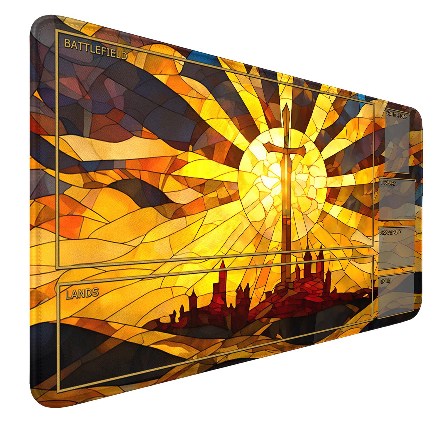 MTG MAT, 24" x 14" MTG Playmats Stitched Edges for MTG TCG Trading Card Smooth Rubber Surface Anti-Slip Mouse Pad with Storage Bag Thickened 3mm