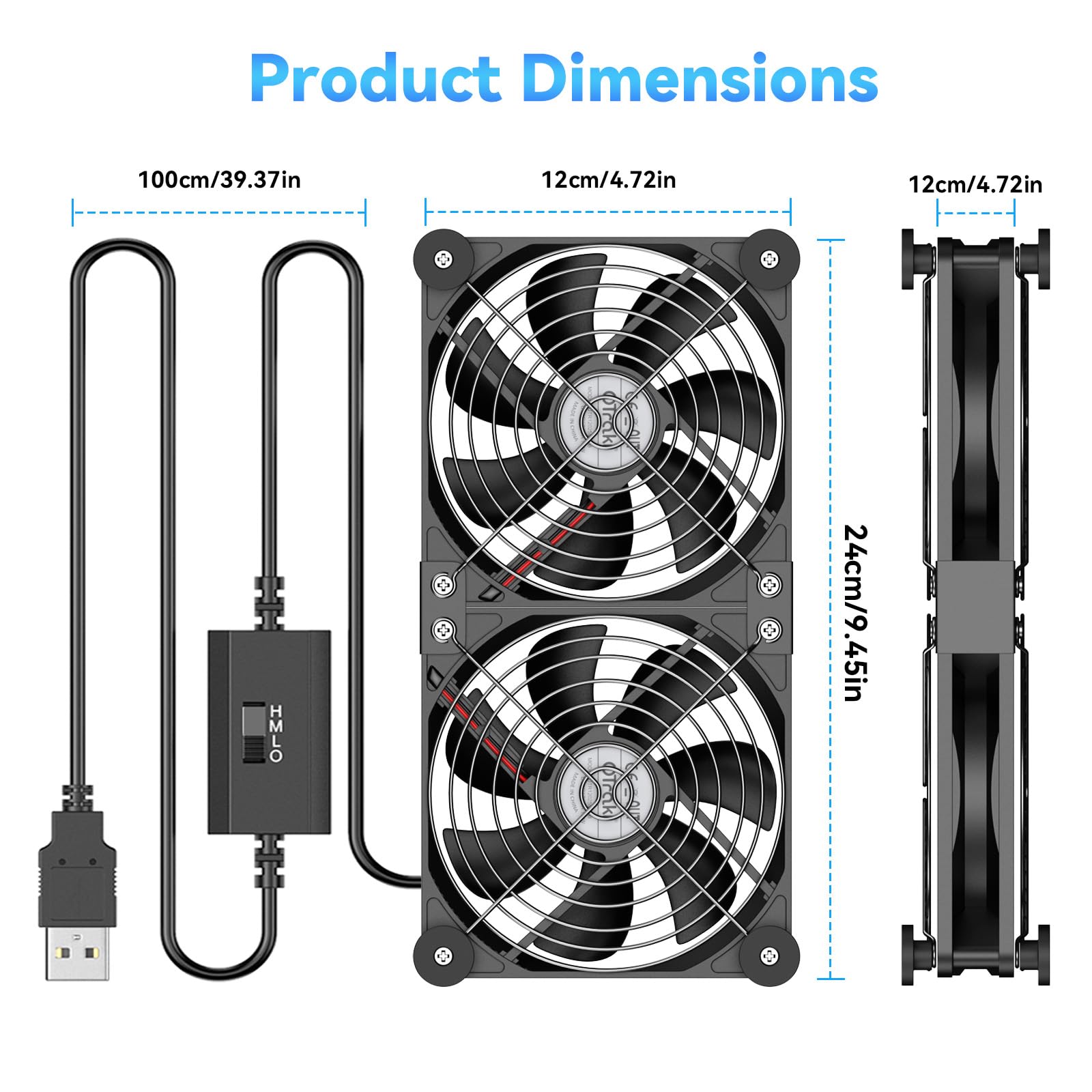 OTraki 120 mm USB Ventola PC 2 in 1 Ventola Portatile 3 Velocità Regolabili Ventola Di Raffreddamento Elettronica