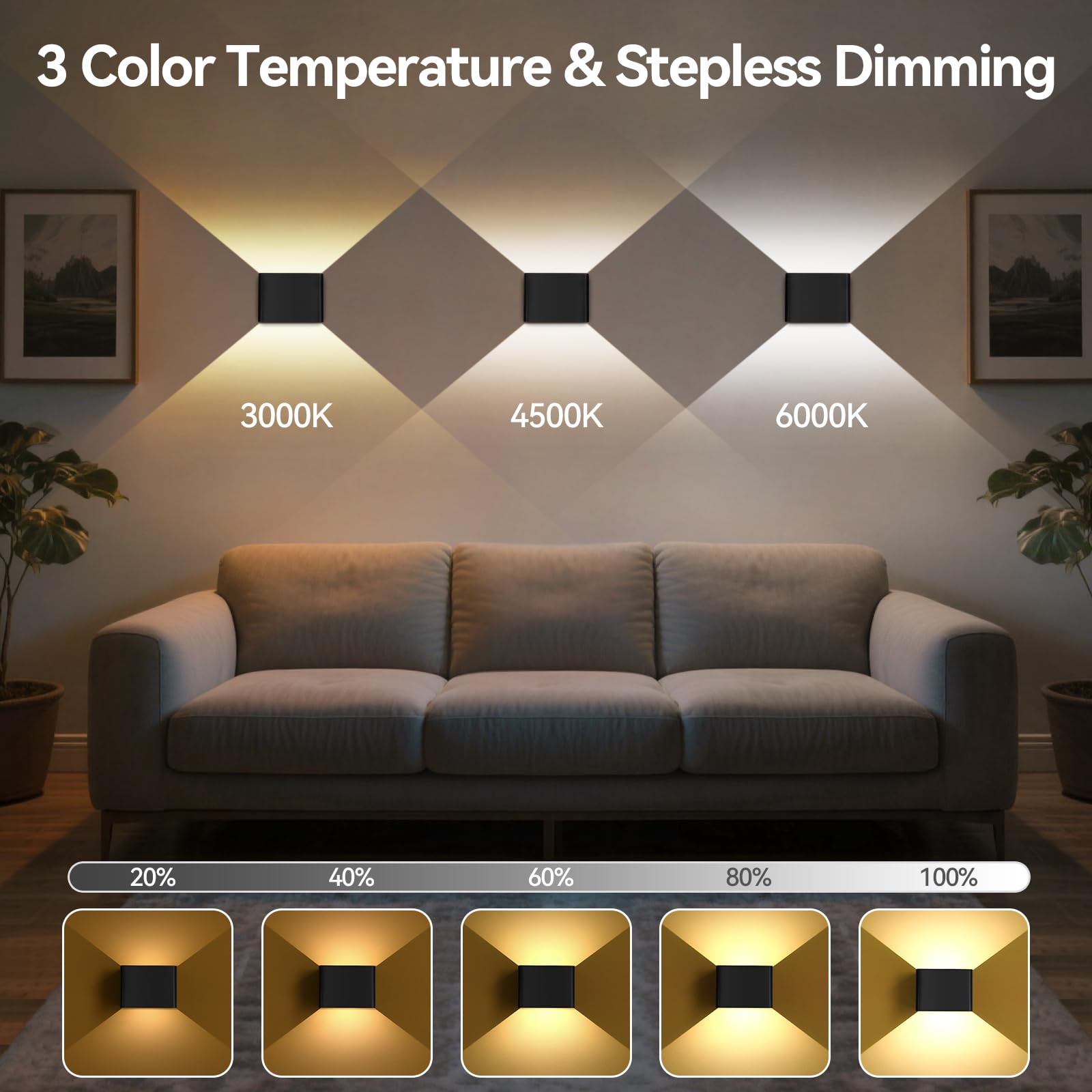AVANLO 2PCS Rechargeable Wall Lights Indoor with Motion Sensor, Remote Control, 3 Dimmable Color - Image 2