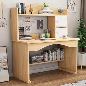 Computer Desk with Storage Shelves,Home Office Desk Study Writing Table Modern Simple Workstation Study Table for Home and OfficeNatural,39 Inch
