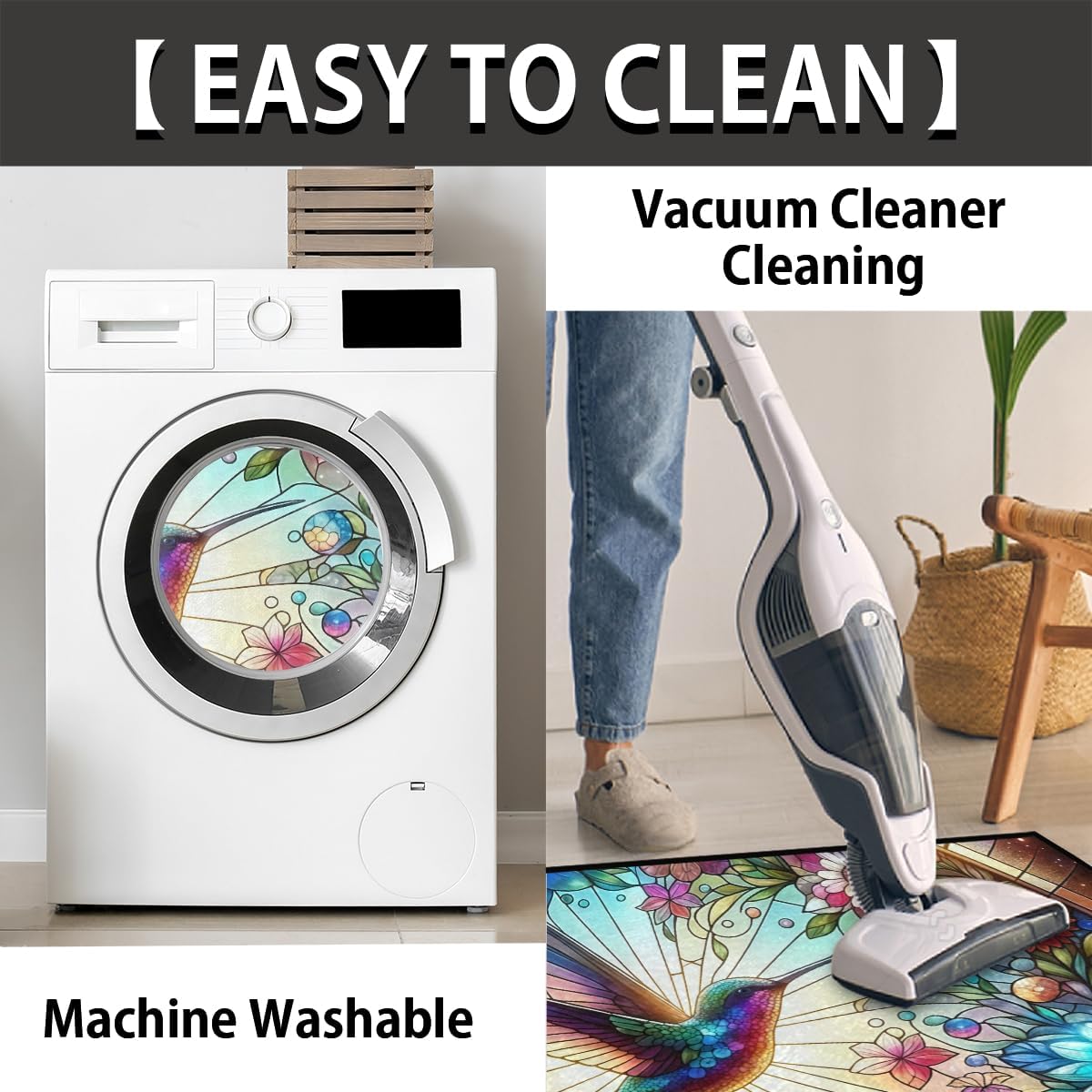 Colorful Flower Bird Half Round Door Mat Non Slip Washable Semi Circle Area Rug Absorbent Soft Half Moon Rug Floor Mat for Indoor Outdoor Kitchen Bathroom Patio Front Door Mat Decor