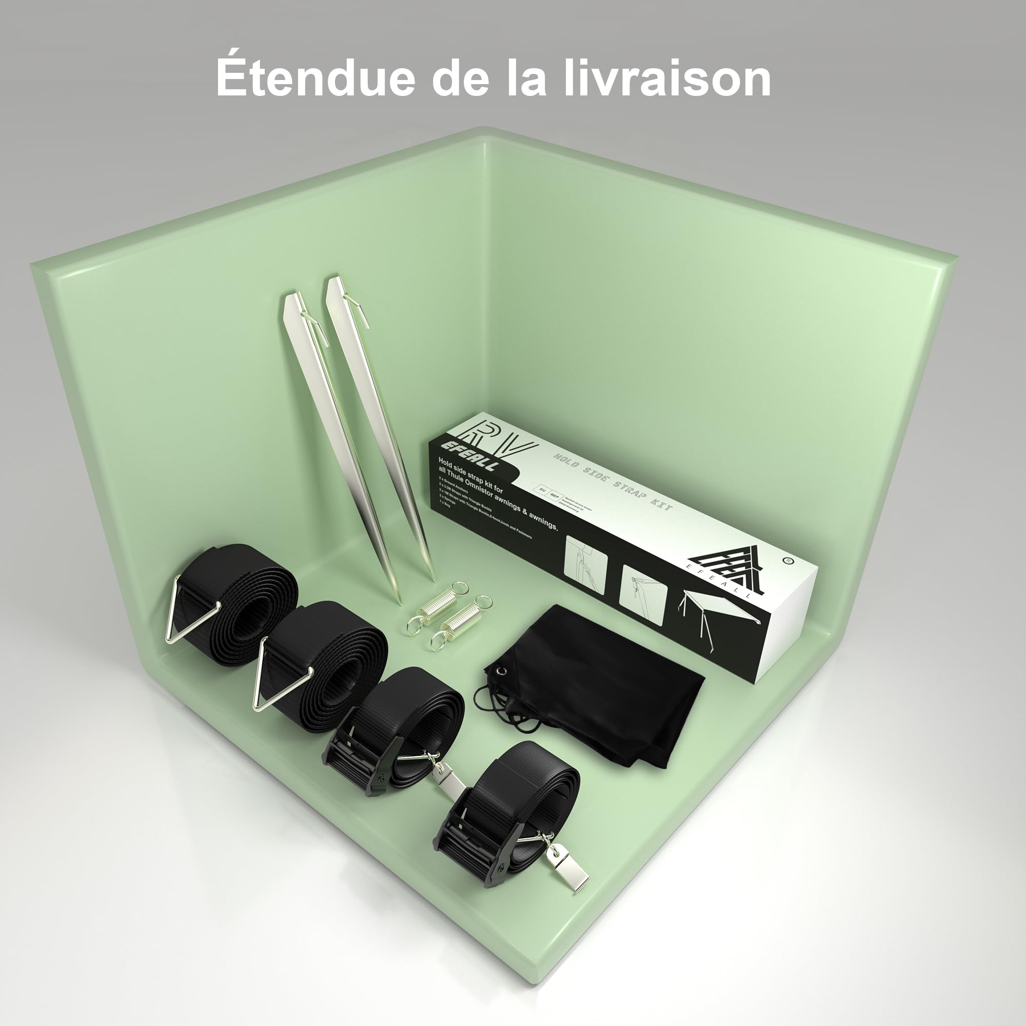 Kit de Sangle Latérale pour Thule Omnistor Auvent de Caravane avec Laisse Tempête Accessoires de Camping-Car avec Sangles Tempête de Camping